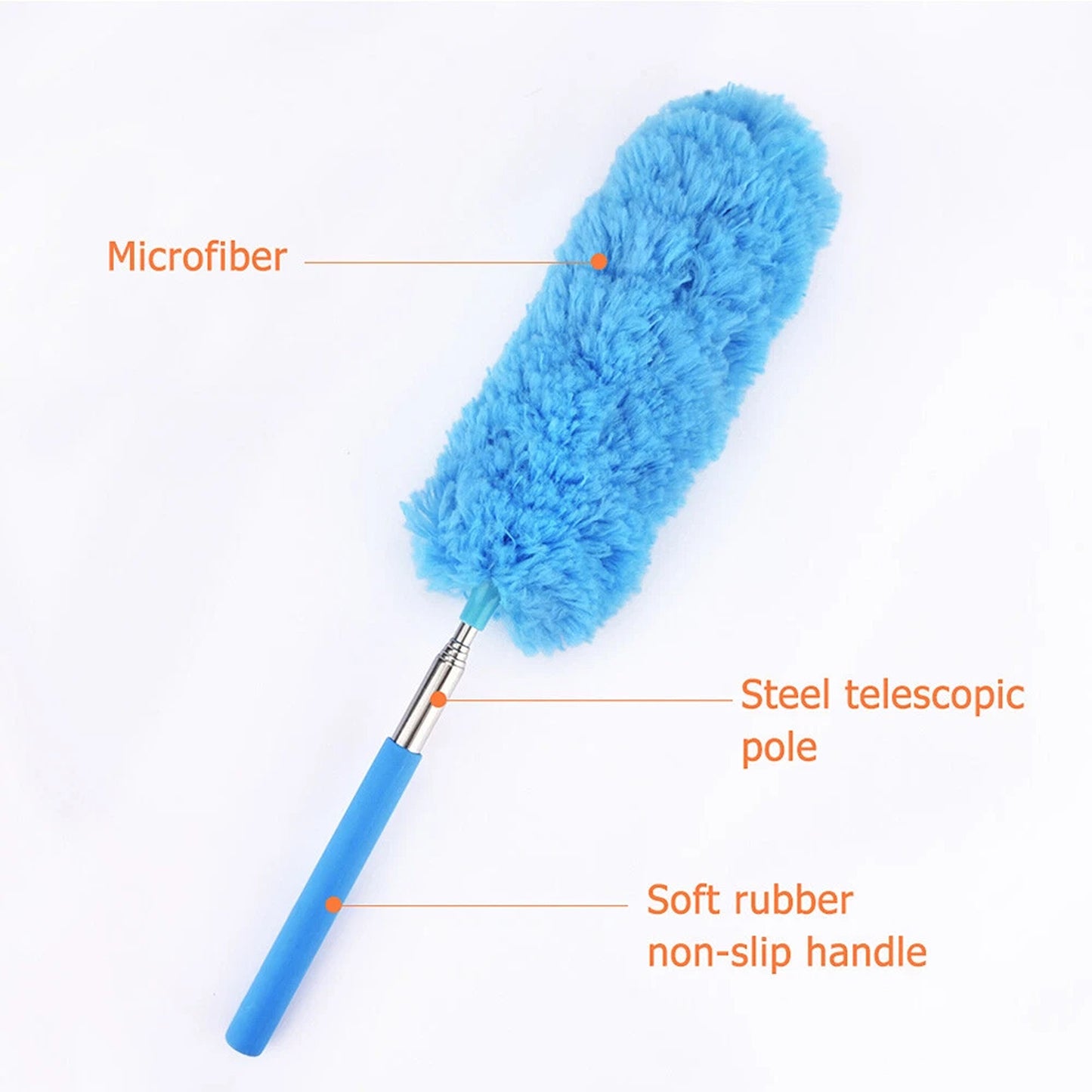Blue Adjustable Microfiber Dust Brush Telescopic Duster For Home And Car