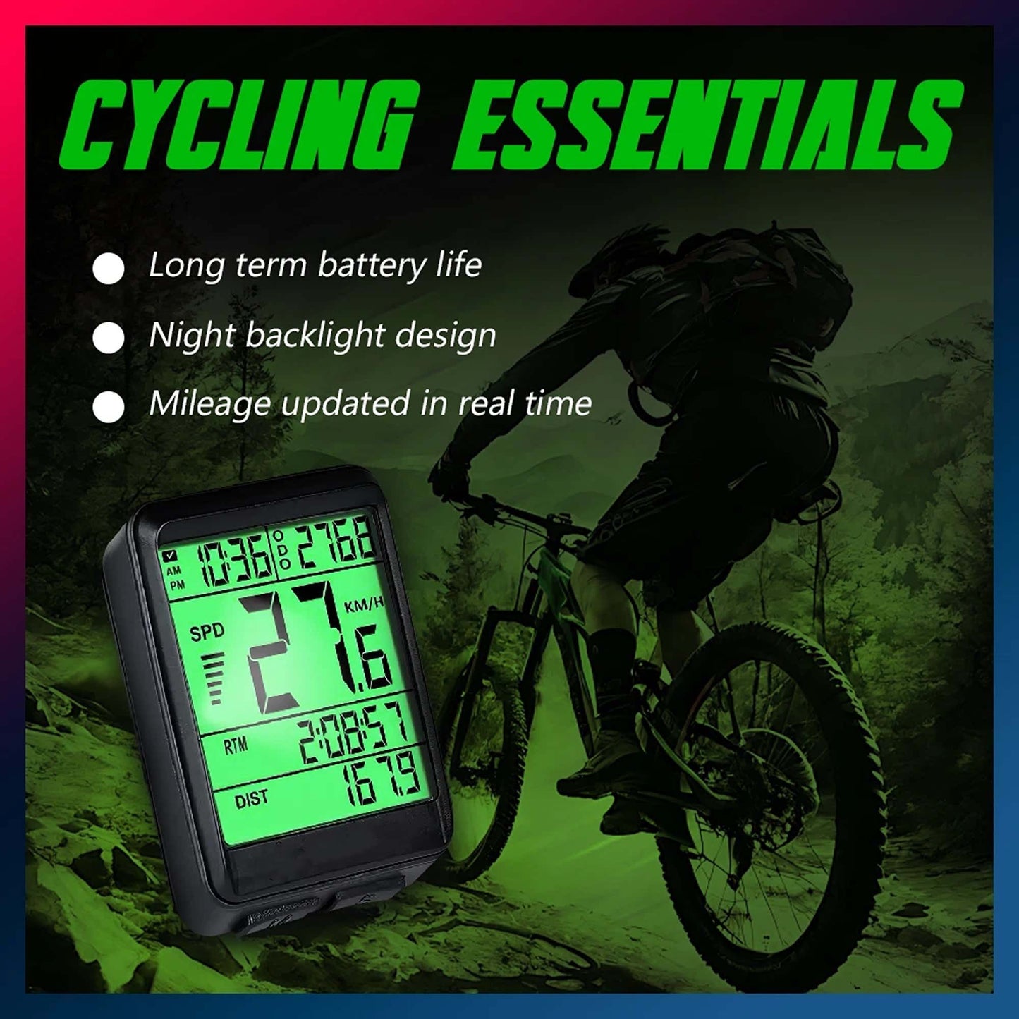 LCD Bike Computer with Speed and Distance Tracker