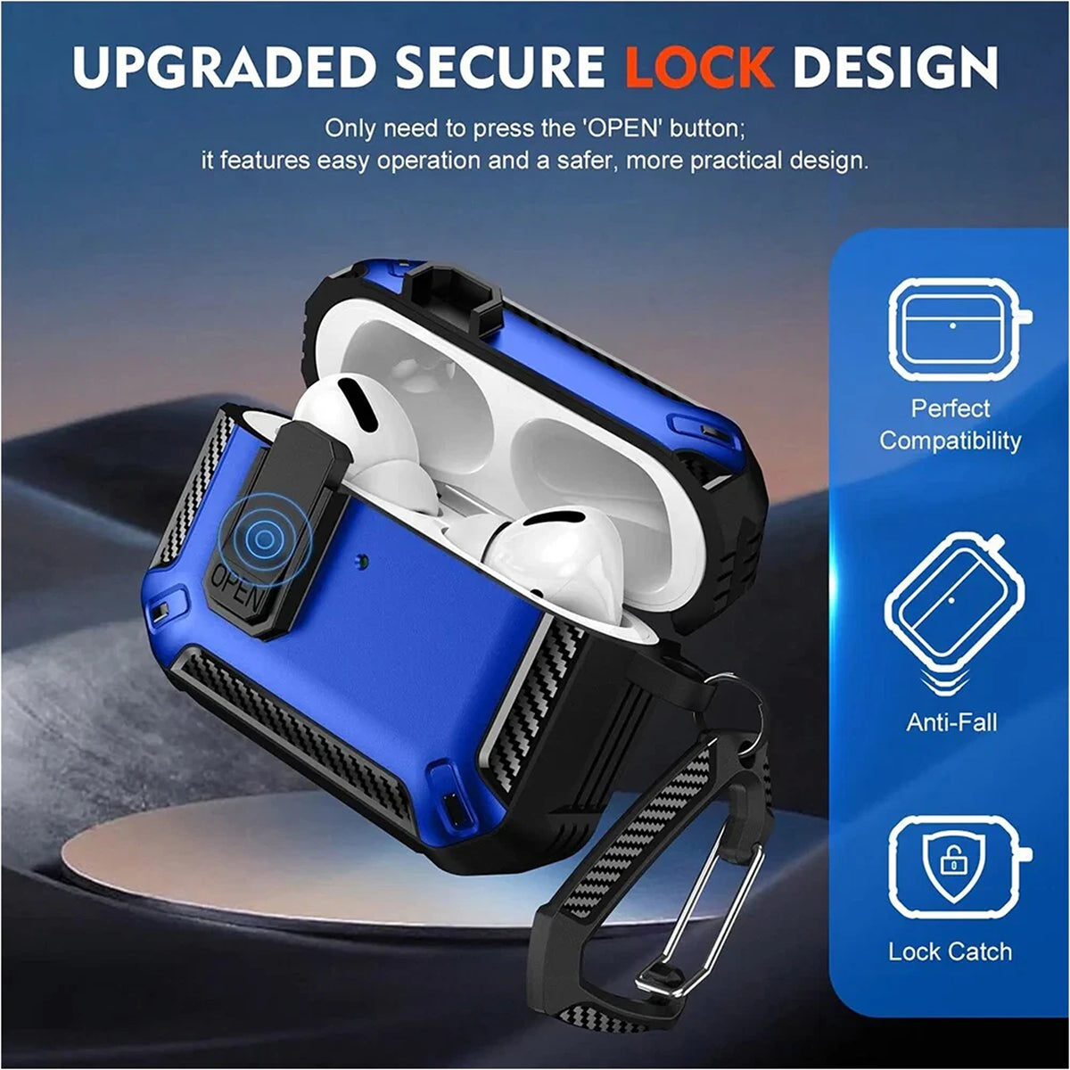 Blue Durable Silicone Protective Case For AirPods 4 4th Generation ANC
