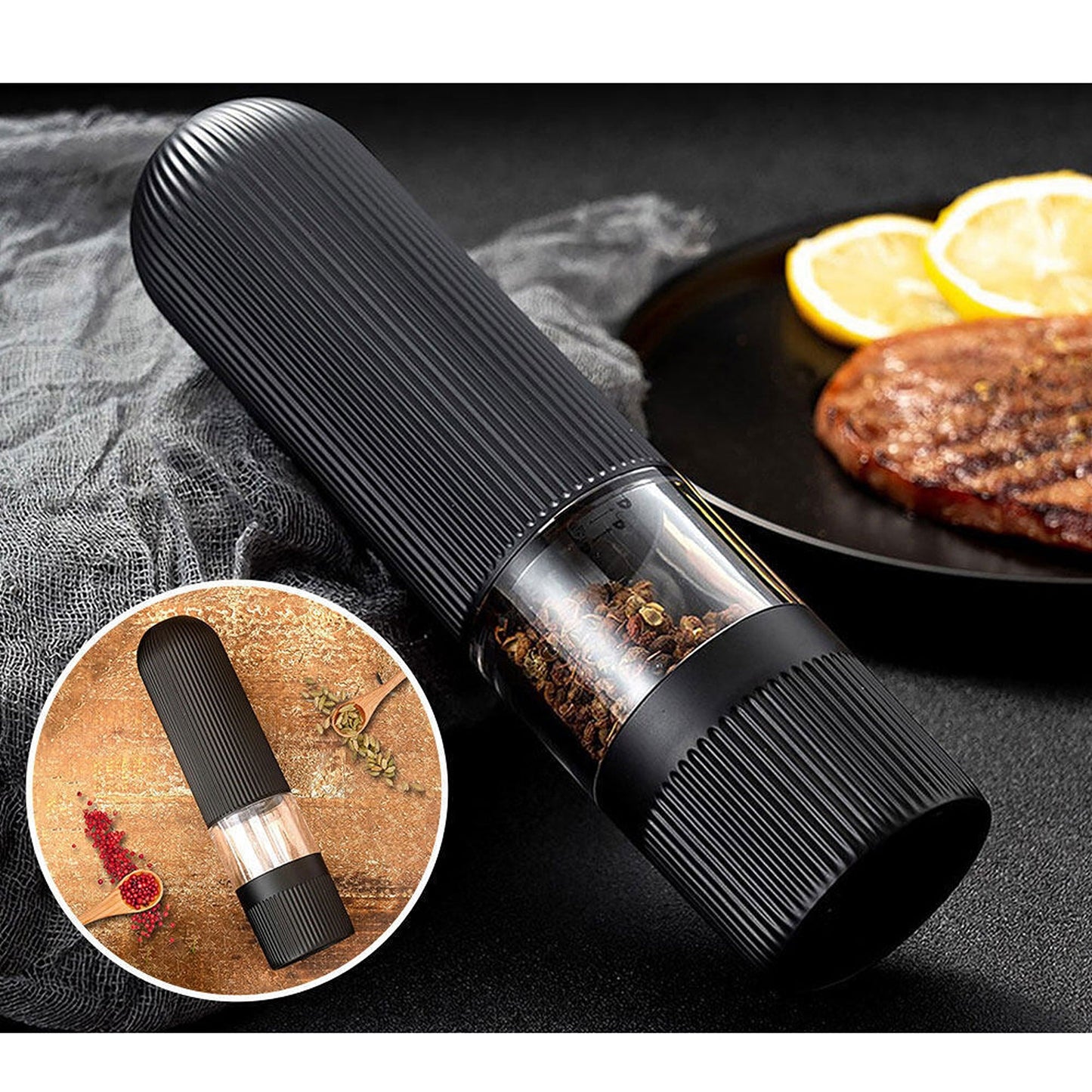 Electric Salt Pepper Grinder Ceramic Spice Mill Kitchen 2x