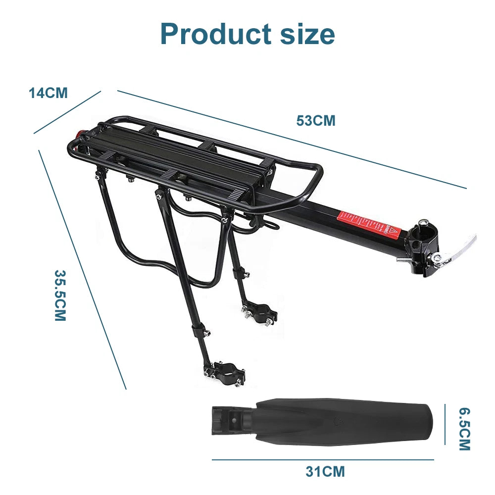 Adjustable Bike Cargo Rack with Fender and Pannier Support