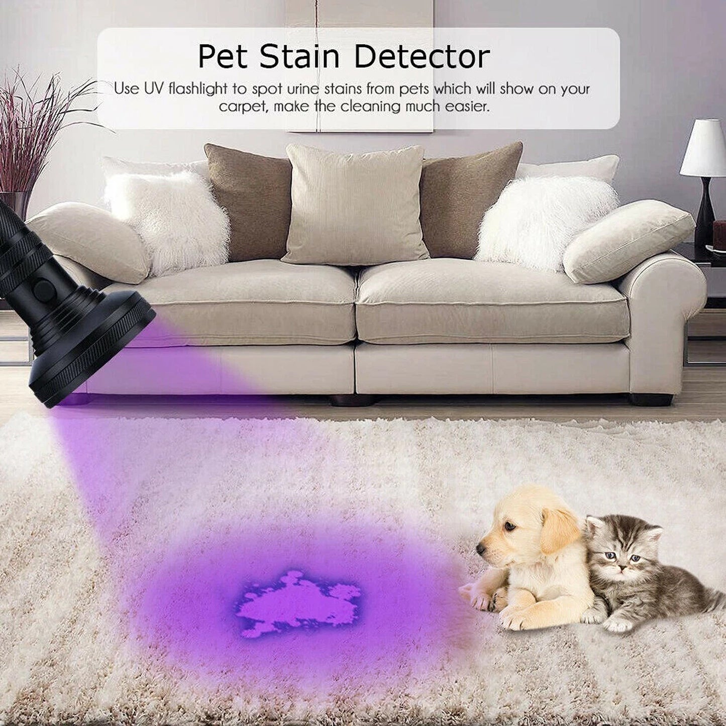 Aluminum UV Flashlight with 100 LED Blacklight