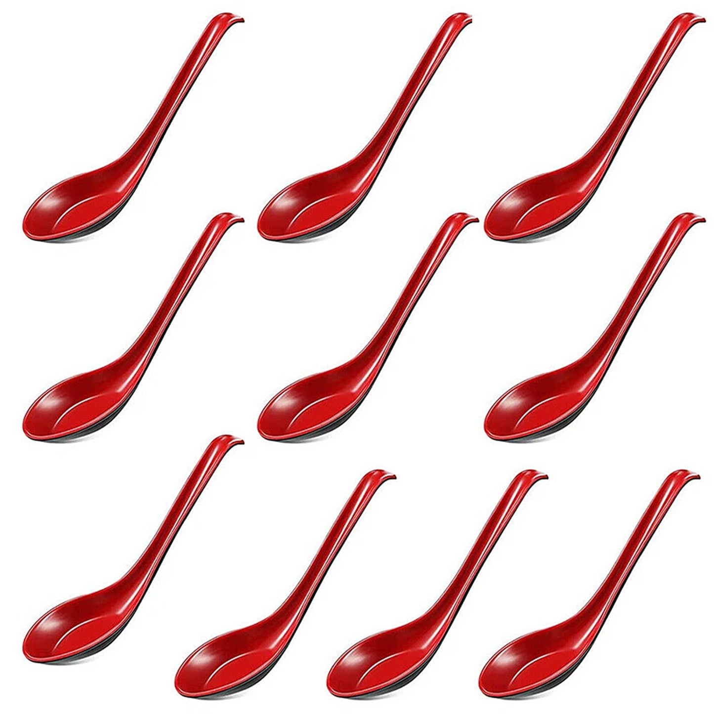 10PCS Japanese Chinese Style Ramen Soup Spoons with Hook Handle