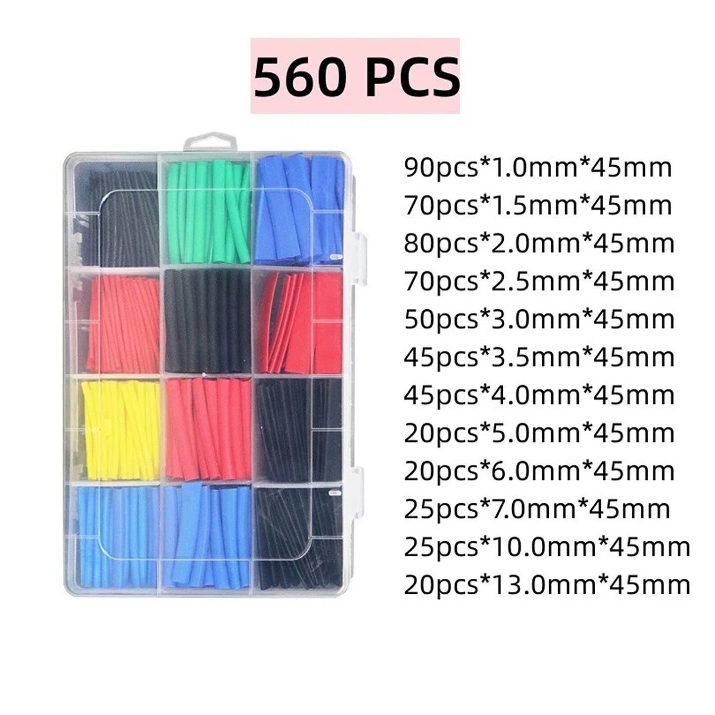560pcs Heat Shrink Tubing Sleeving Set for Cable and Wire Protection