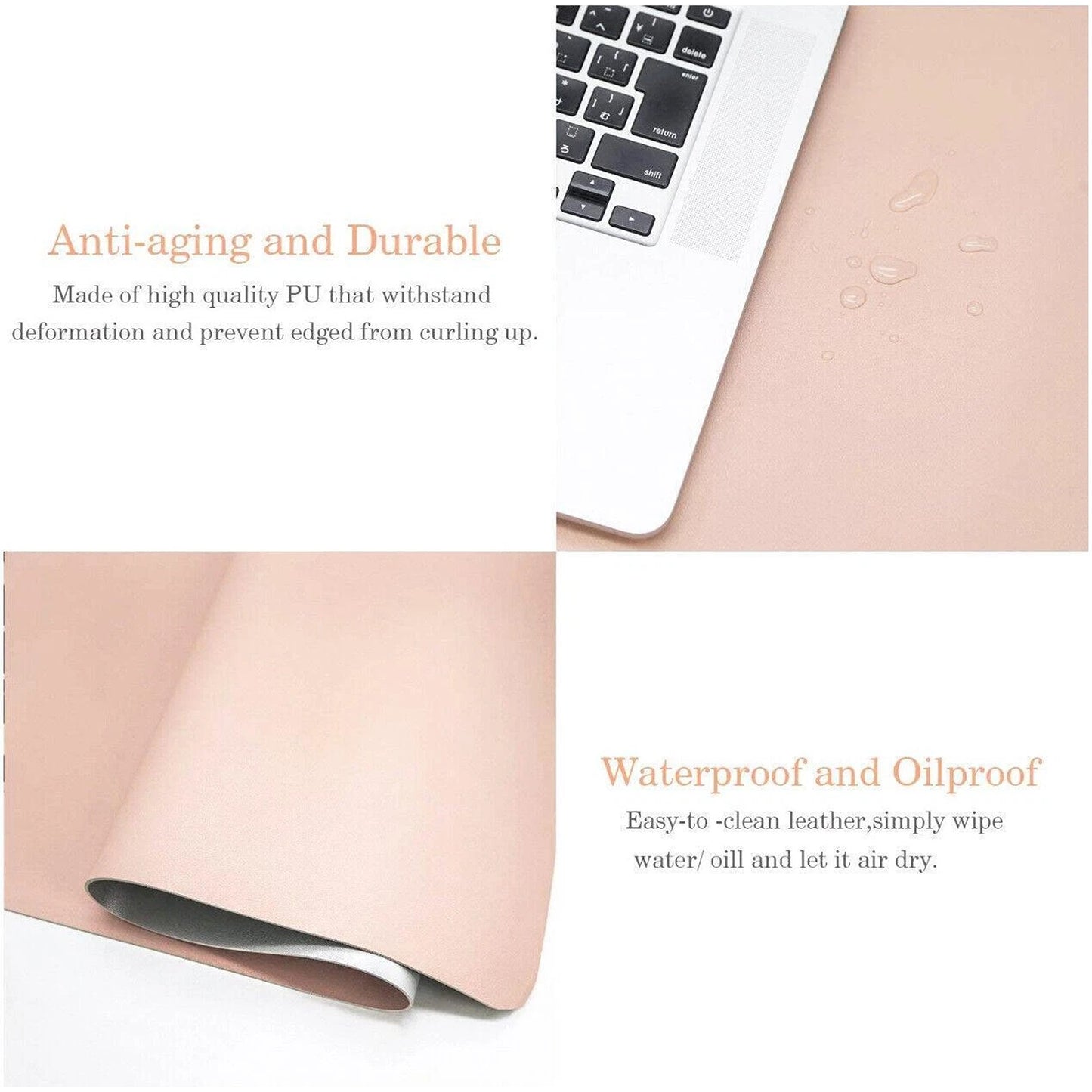 Pink PU Leather Extended Mouse Pad for Gaming and Office Use