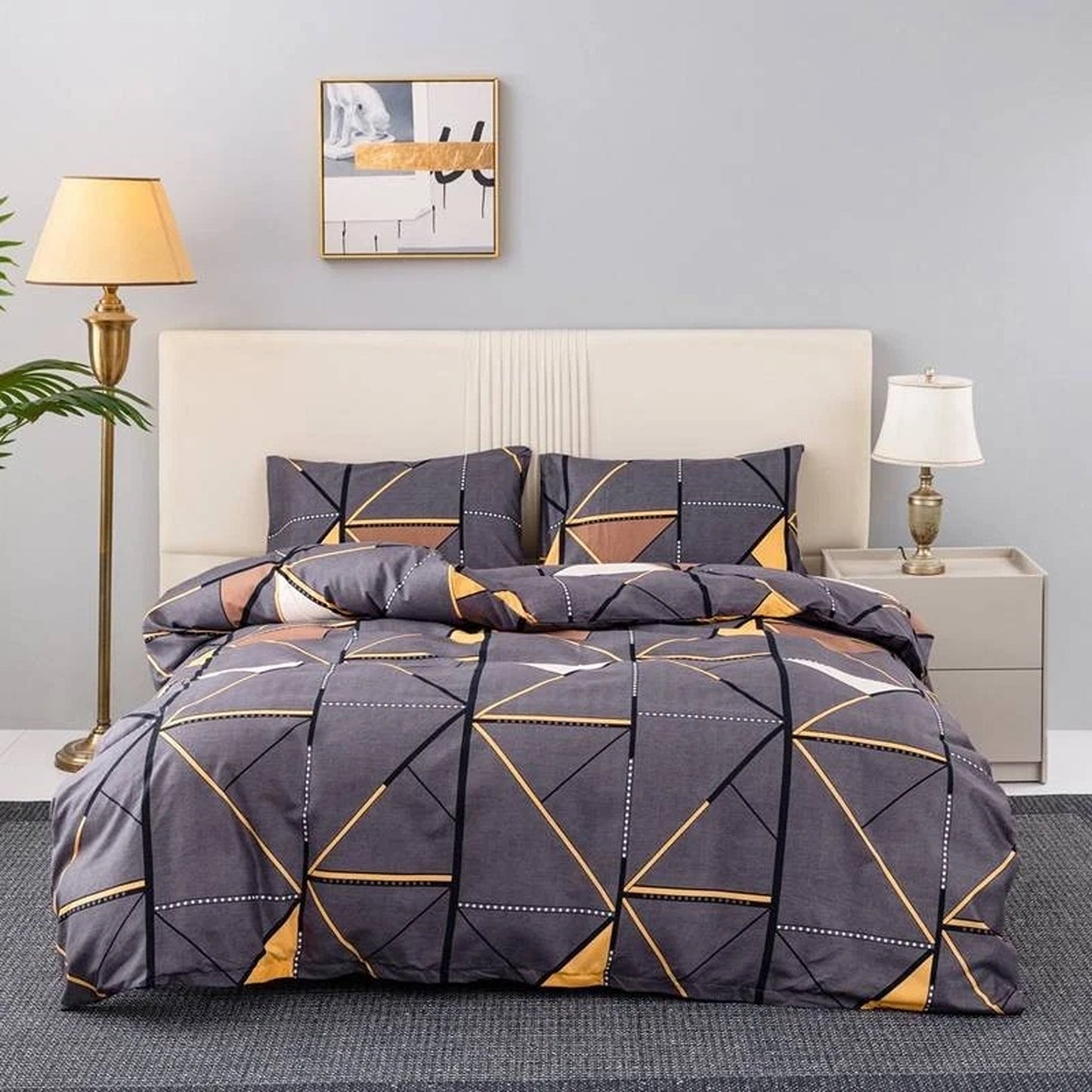 Ultra Soft Quilt Duvet Doona Cover Set with Pillowcase All Sizes - Geometric Print