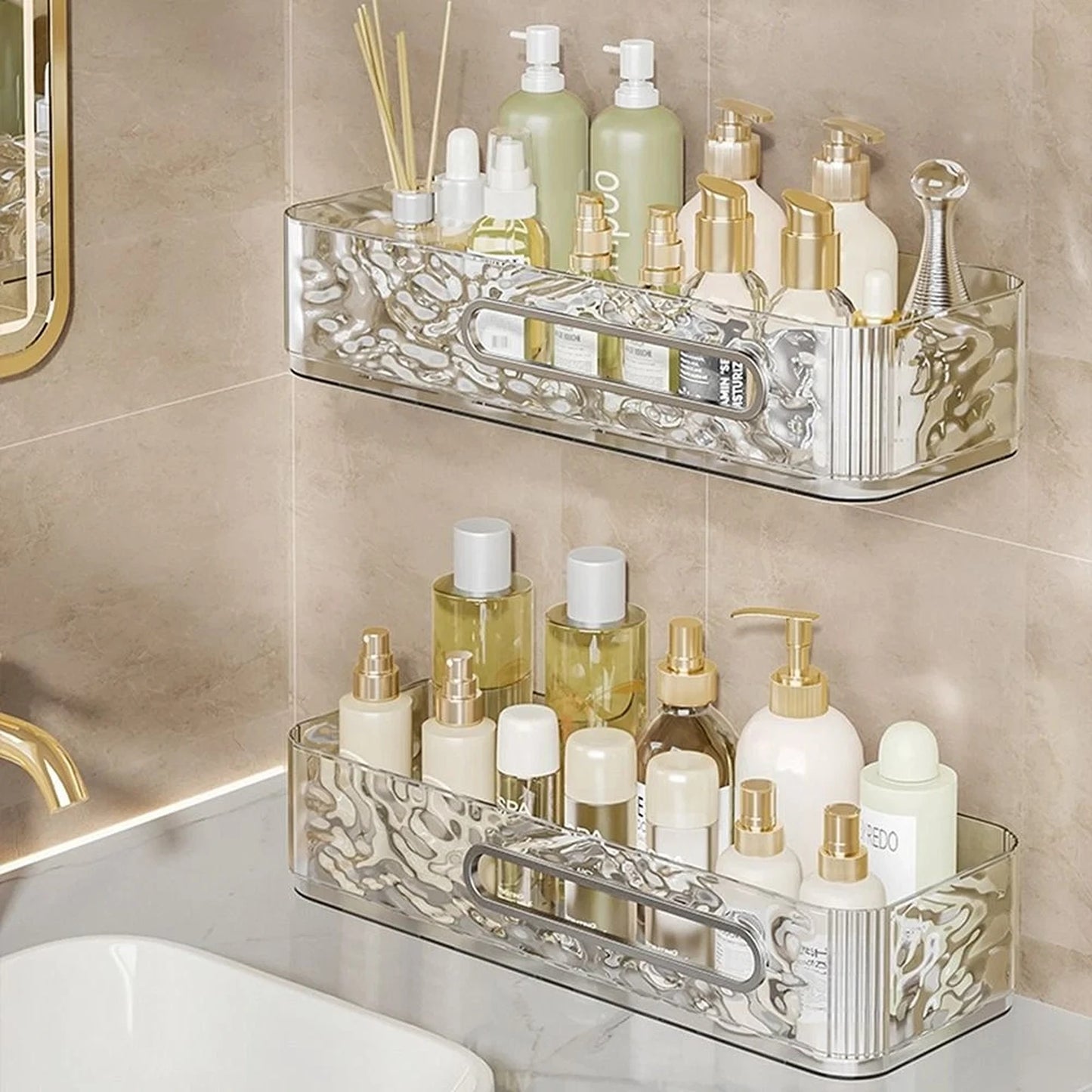 Plastic Bathroom Shelves Wall Mounted Shampoo Storage Rack for Home