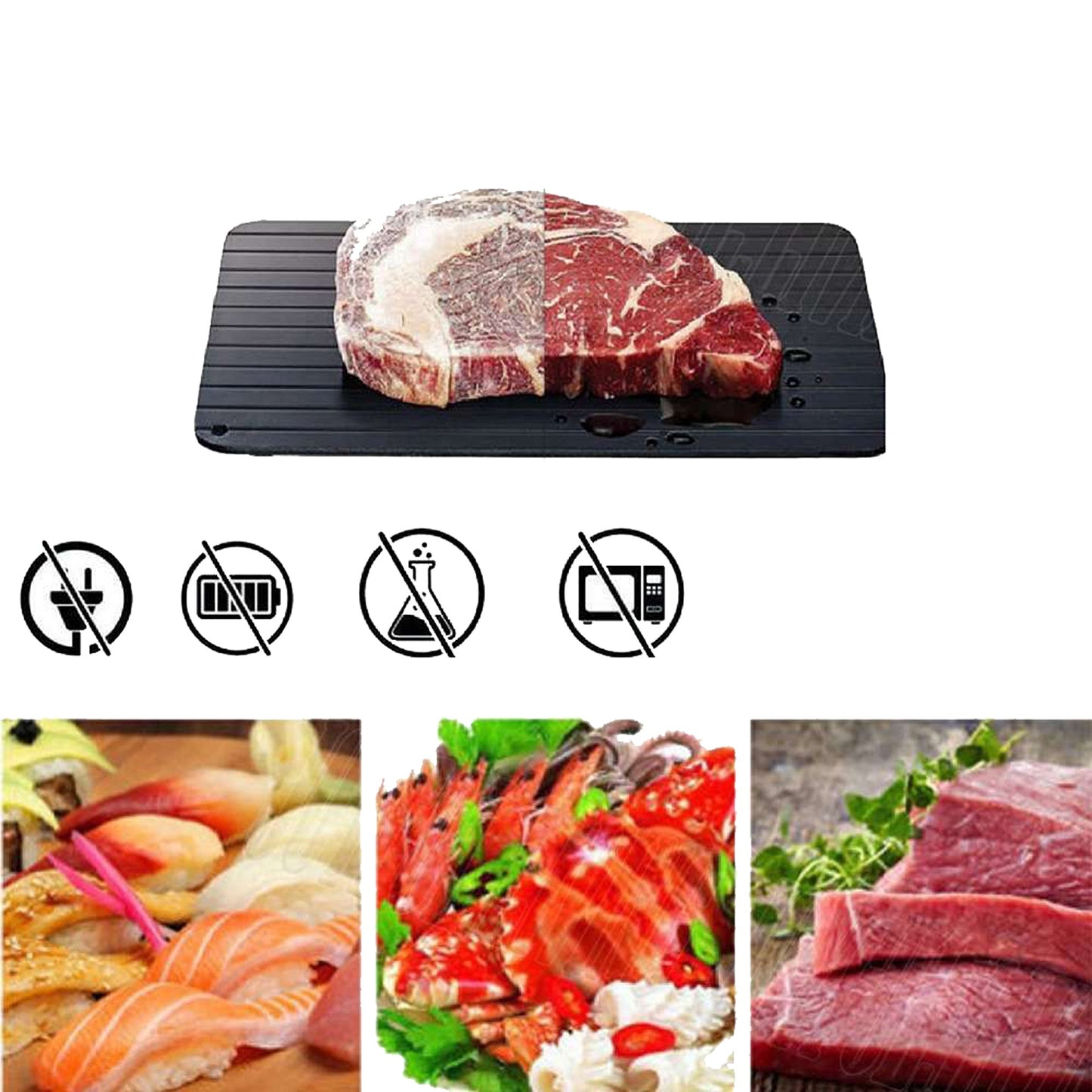 Kitchen Defrosting Tray Metal Plate Frozen Meat Food