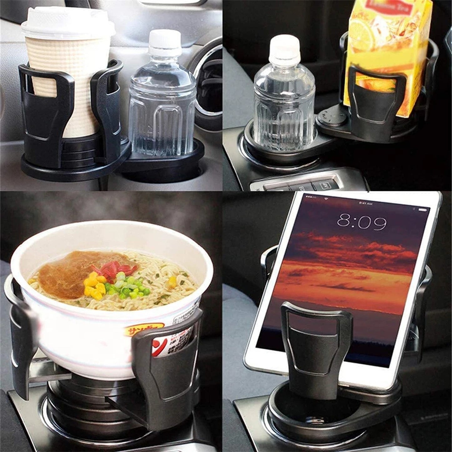 Adjustable 2 in 1 Car Cup Holder Expander with Storage