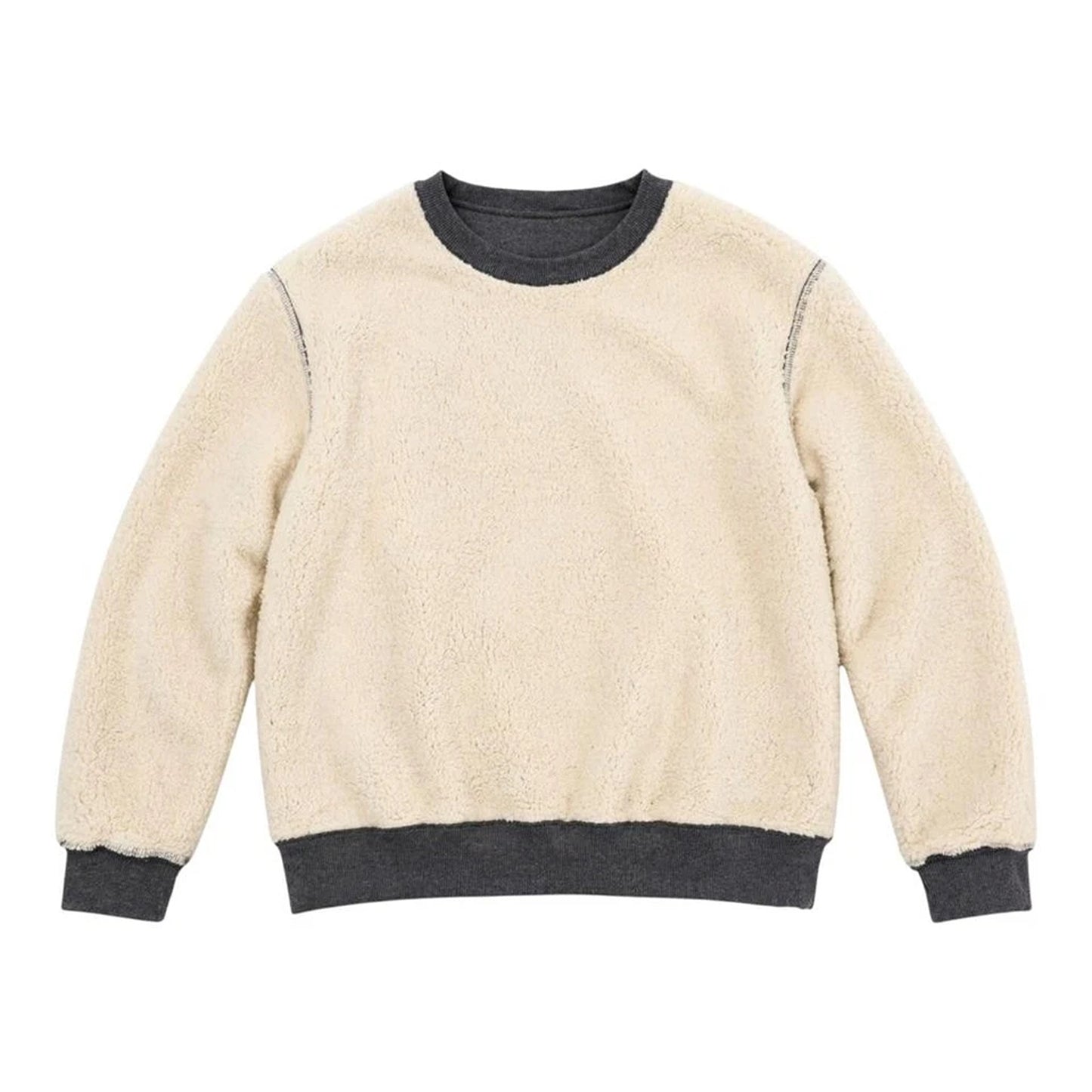 Dark Grey Unisex Sherpa Fleece Lined Crewneck Sweatshirt