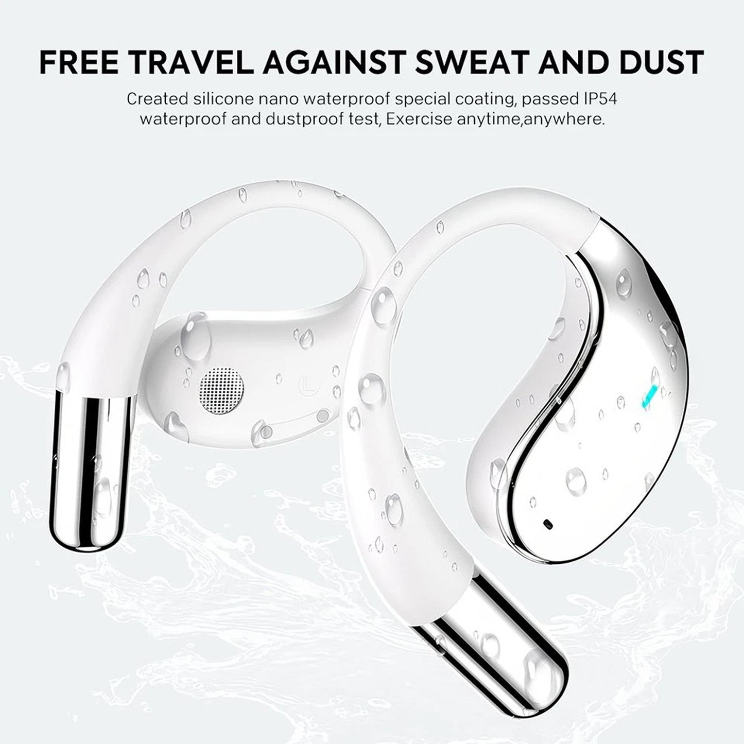White Wireless Bluetooth Earphones Sport Gym Earbuds With Microphone Sweatproof