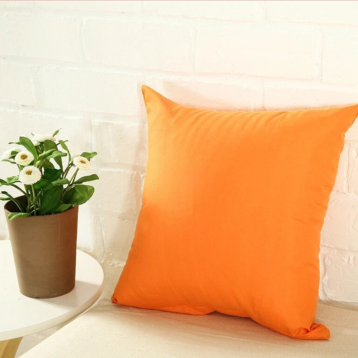 Orange Minimalist Plain Cushion Cover Soft Decorative Pillow Case