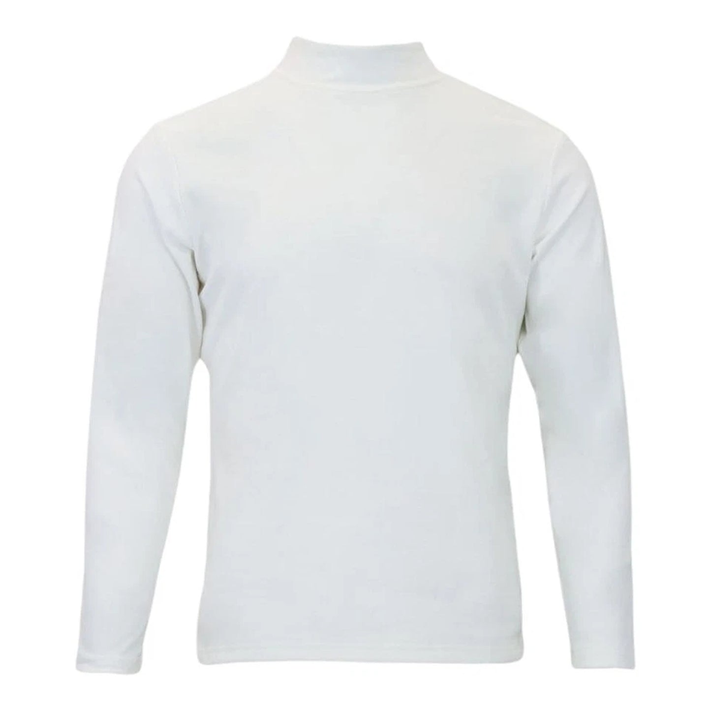 White Unisex Thermal Fleece Mock Neck Base Layer Top