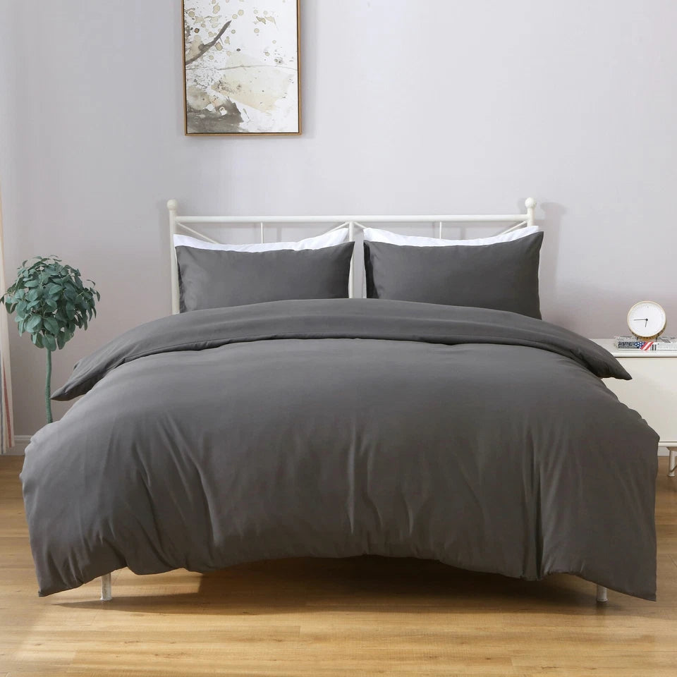 Hotel Quality Luxury Soft Quilt Cover Set - Dark Grey