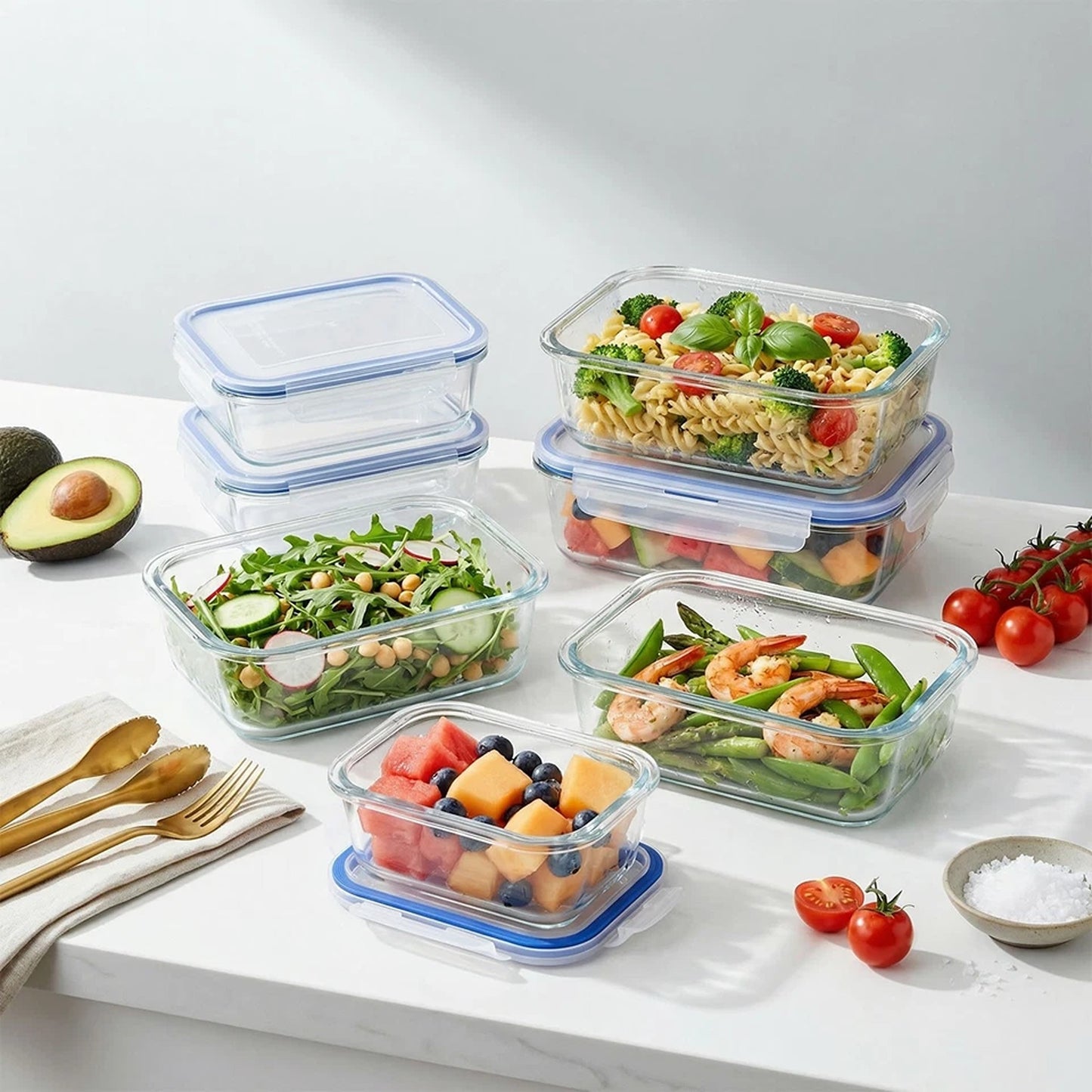 10 Pack Glass Meal Prep Containers with Leakproof Lids
