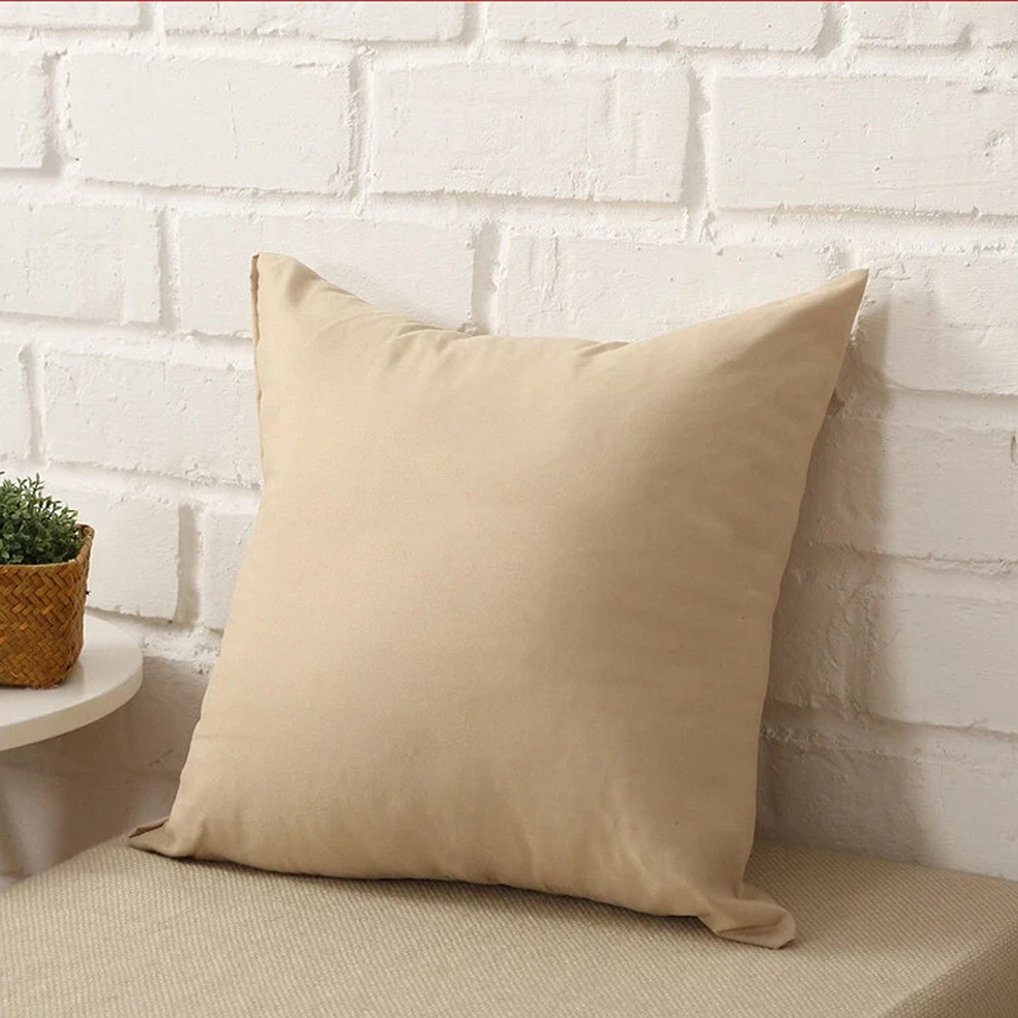 Beige Minimalist Plain Cushion Cover Soft Decorative Pillow Case
