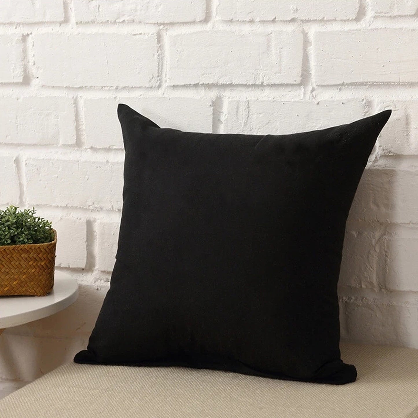 Black Minimalist Plain Cushion Cover Soft Decorative Pillow Case