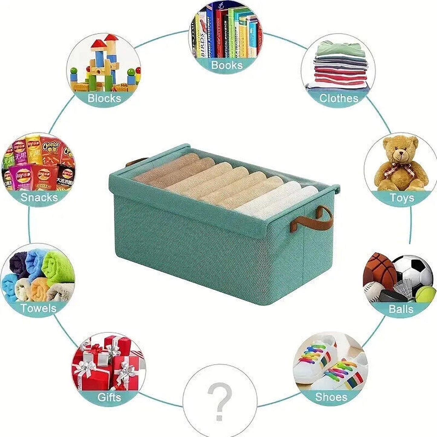 Green Fabric Clothes Storage Organizer Boxes 4 Piece Set