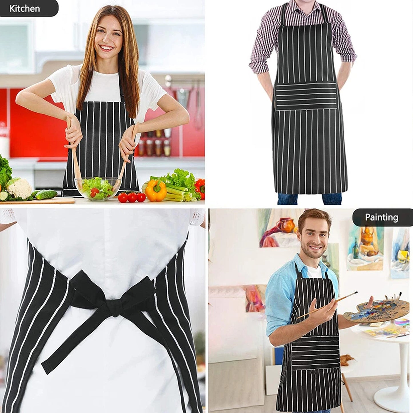 Washable Bib Apron with Pocket for Kitchen and Cooking