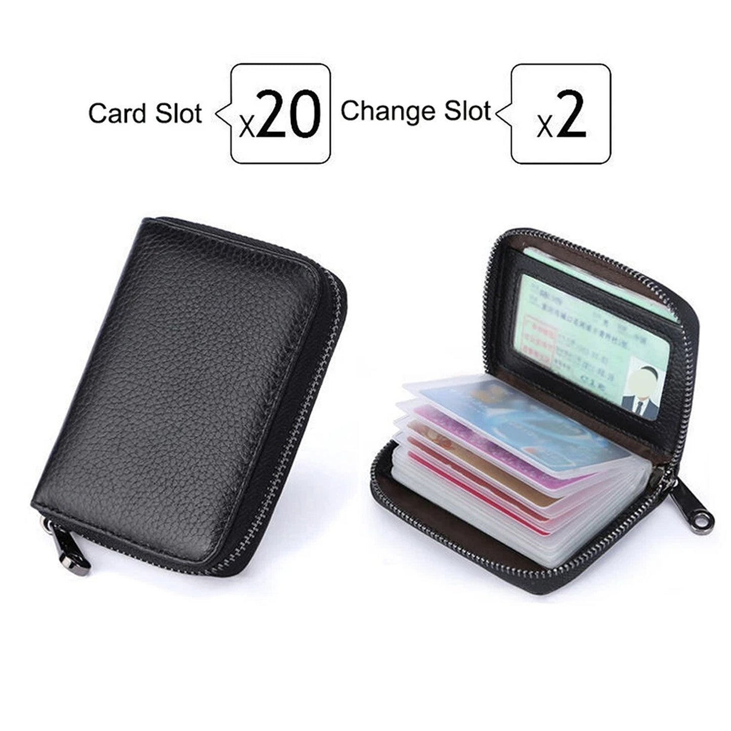 RFID Blocking Leather Card Holder Wallet with 22 Slots