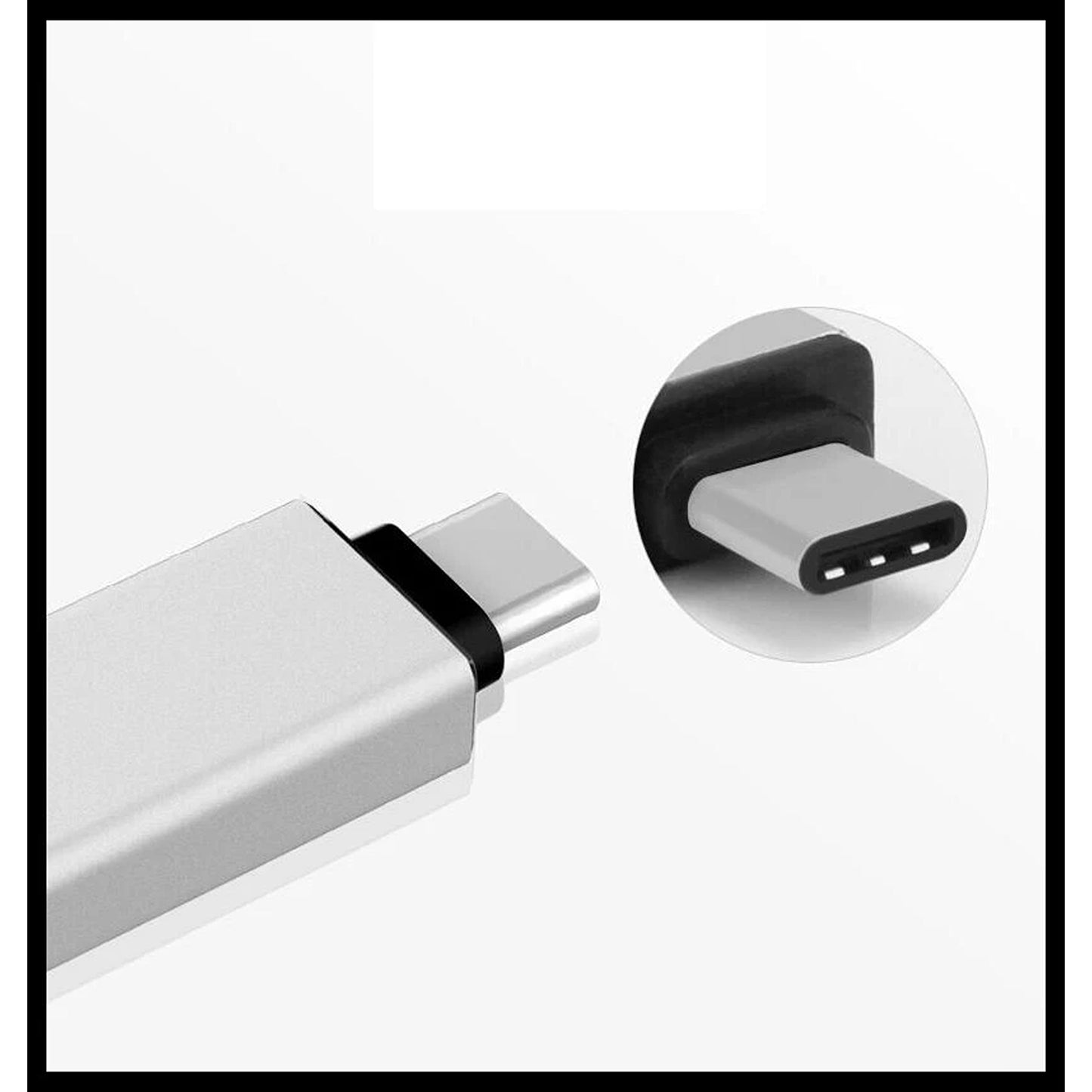 Silver USB C Male To USB 3.0 A Female OTG Adapter Fast Data Converter