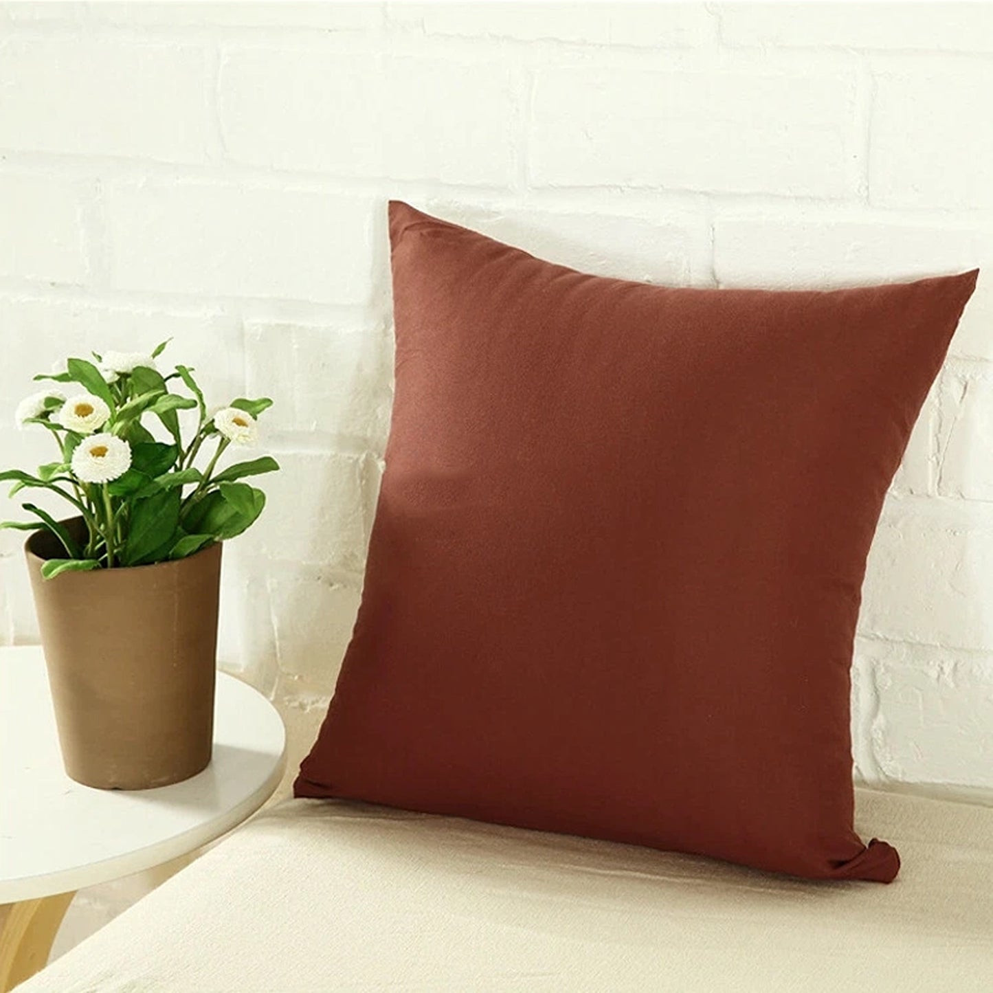 Brown Minimalist Plain Cushion Cover Soft Decorative Pillow Case