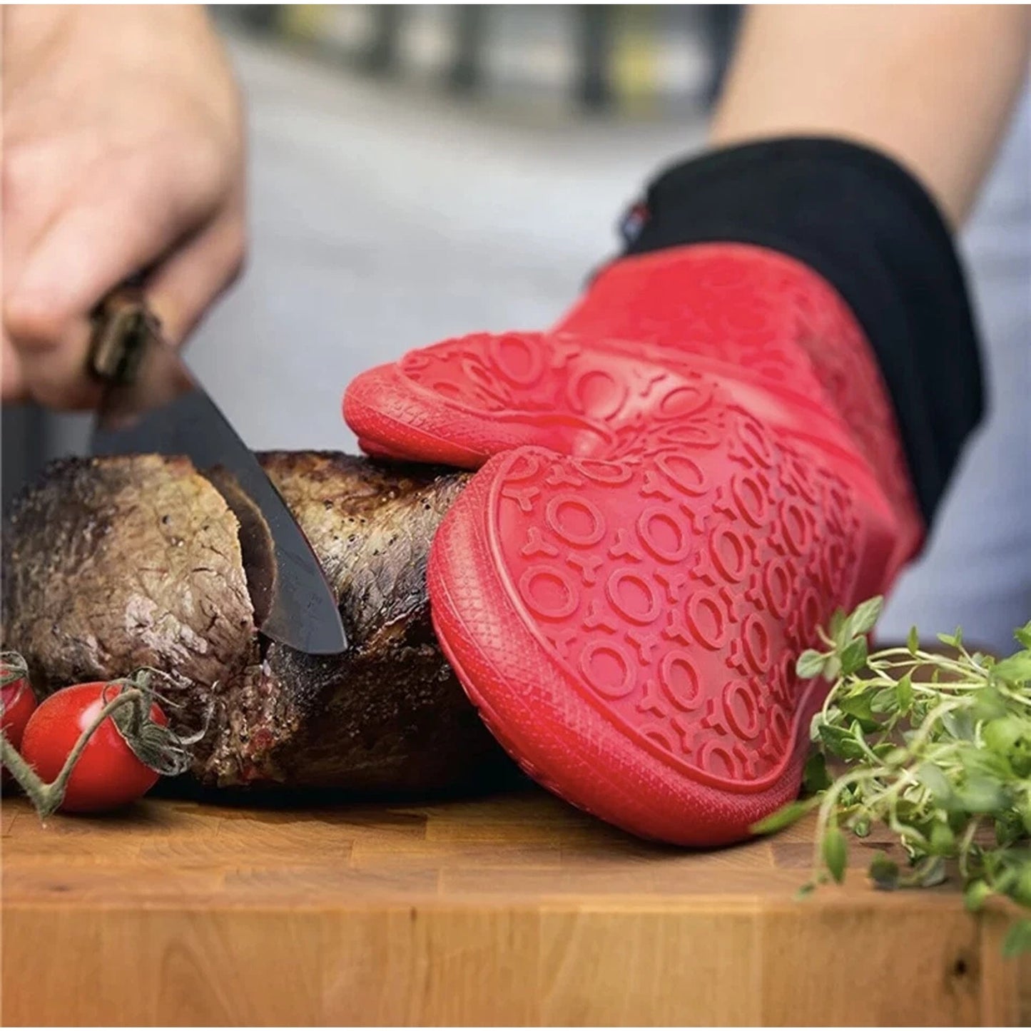 Blue Long Silicone Oven Mitt Heat Resistant Kitchen Glove