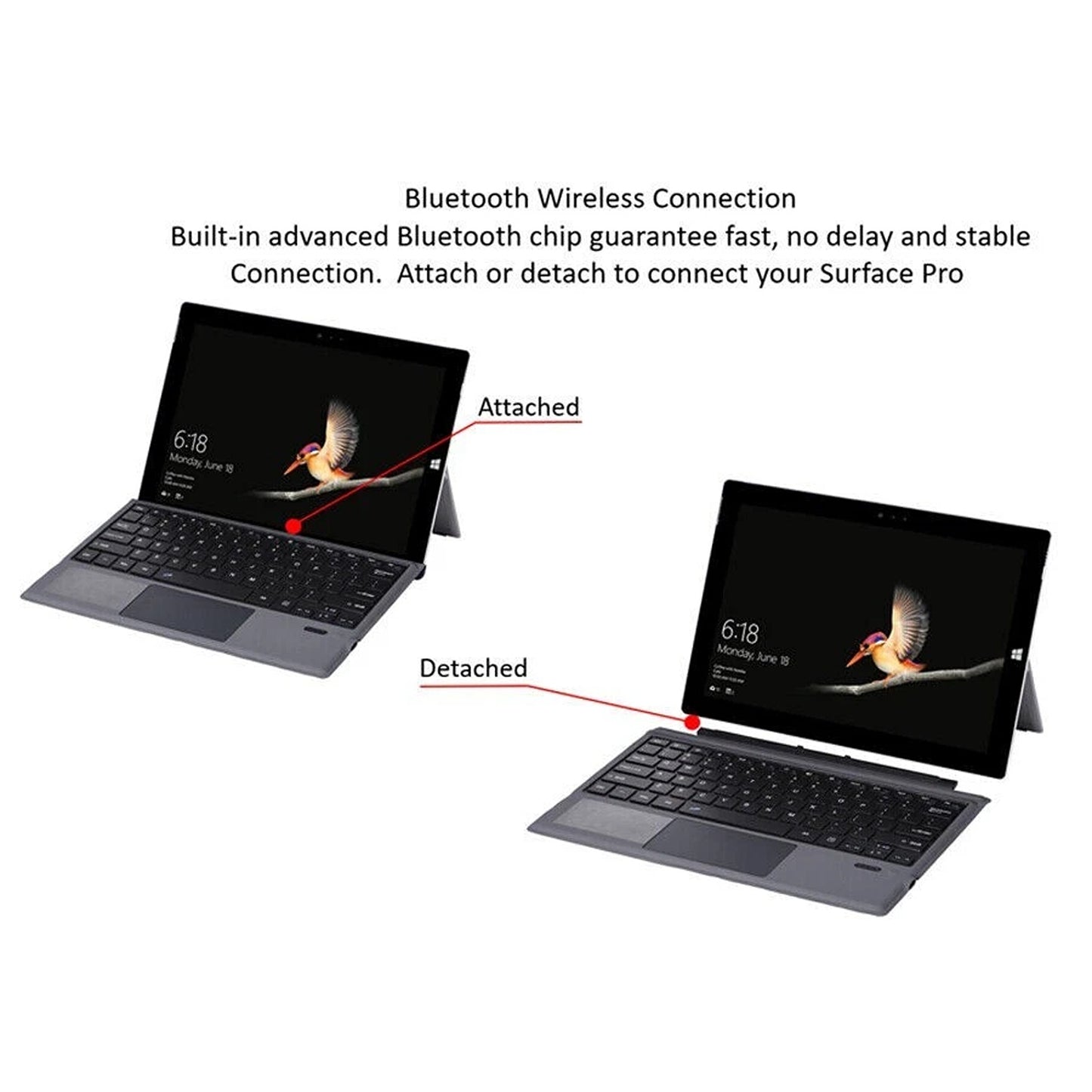 Wireless Backlit Keyboard Cover for Surface Pro 4 5 6 7