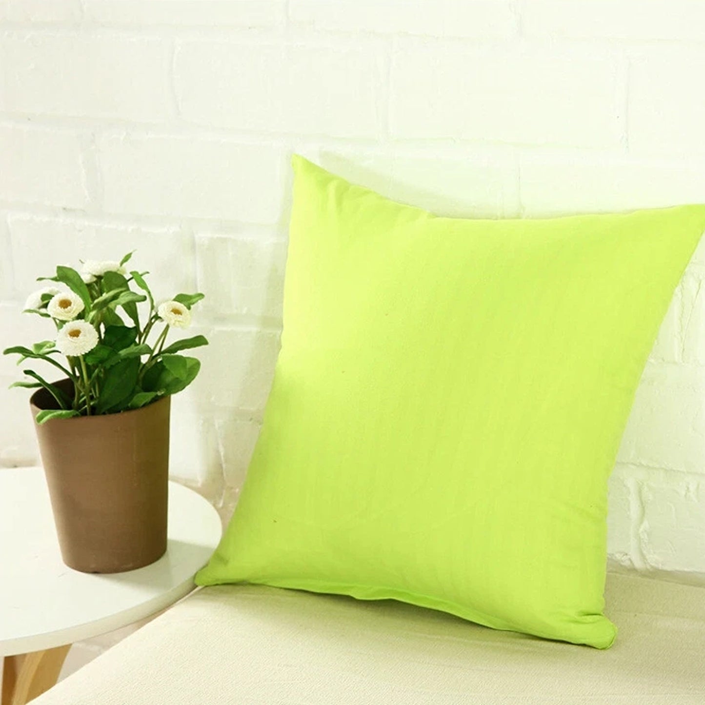 Apple Green Minimalist Plain Cushion Cover Soft Decorative Pillow Case