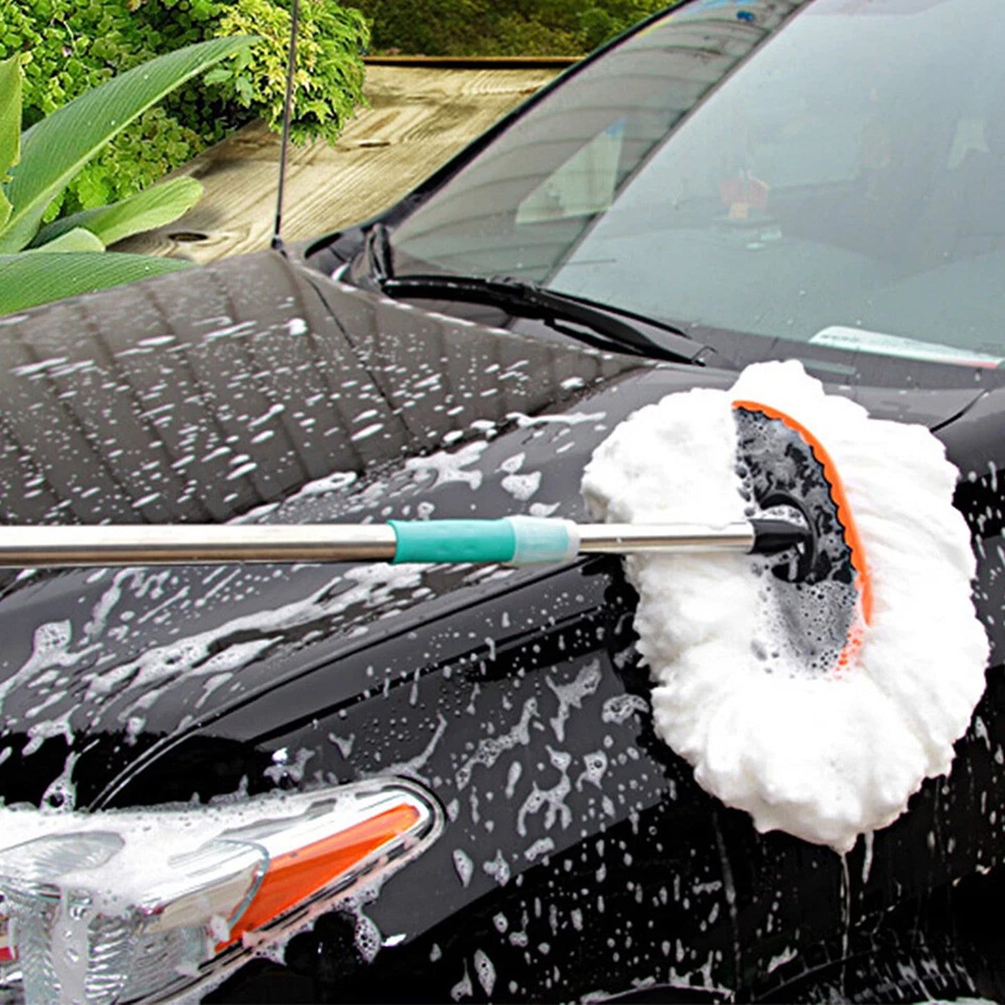 Telescopic Car Wash Mop with Microfiber Dusting Head