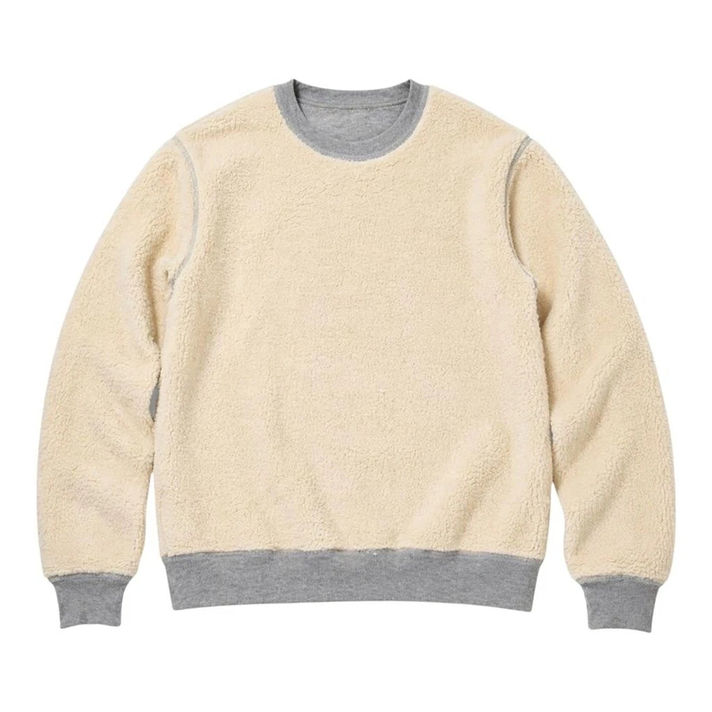 Grey Unisex Sherpa Fleece Lined Crewneck Sweatshirt