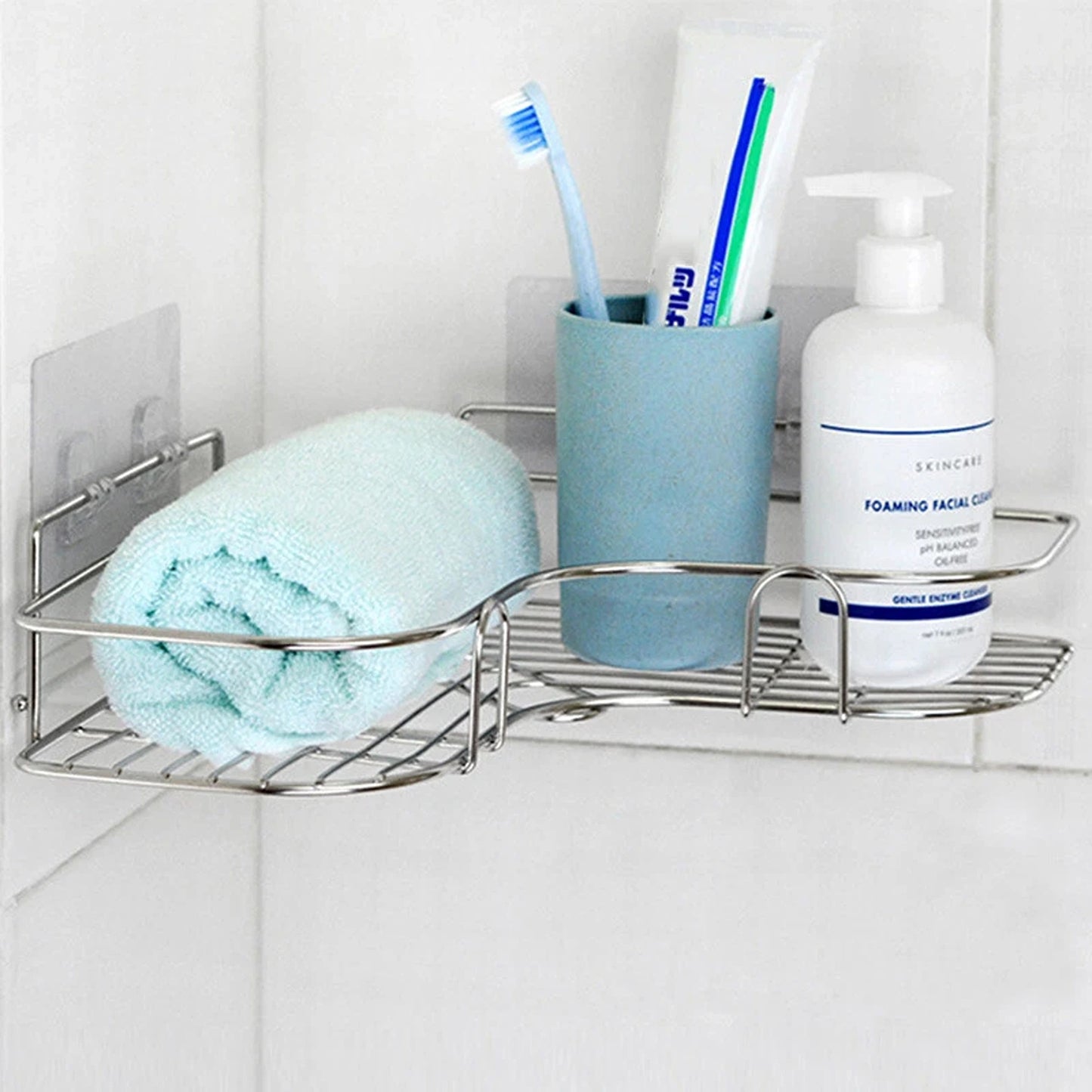 Stainless Steel Triangular Shower Caddy Shelf Bathroom Corner Storage Rack