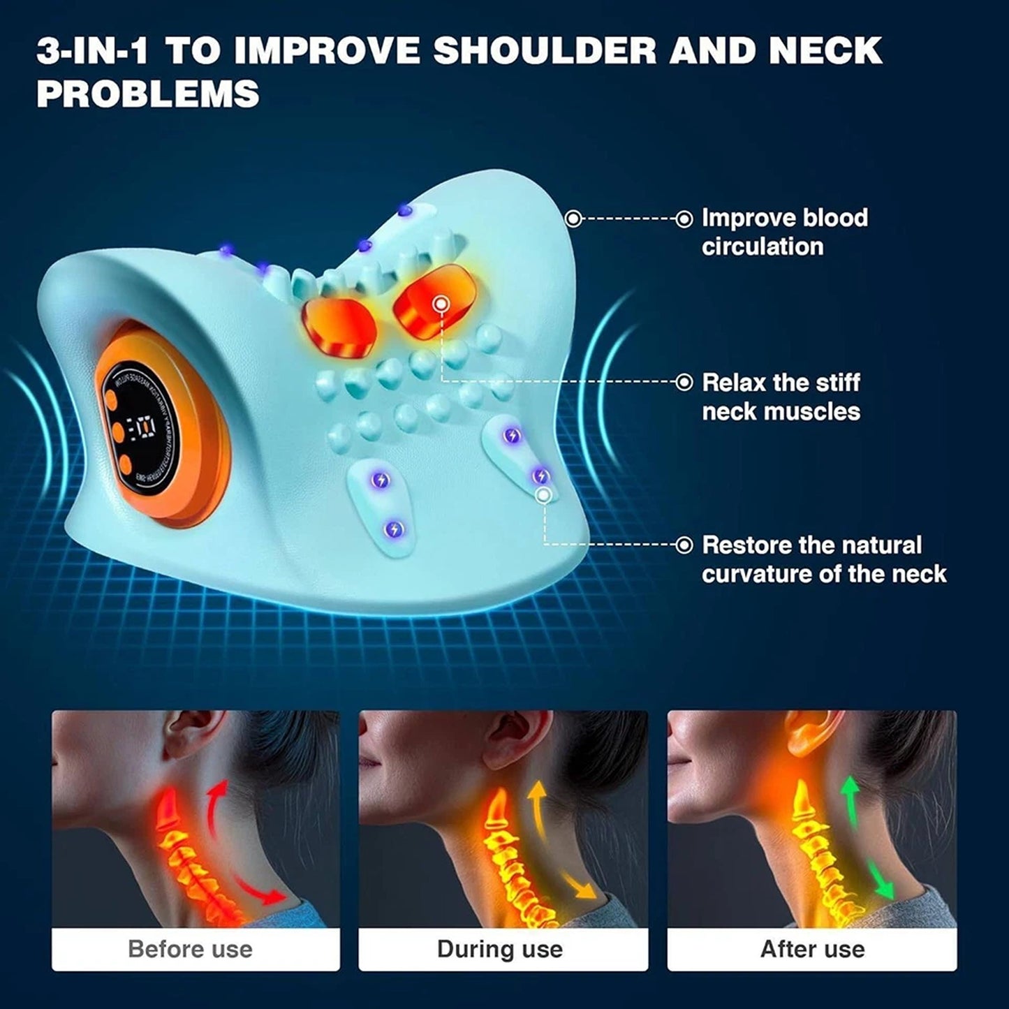 Neck Relaxer Pillow with Heat for Neck and Shoulders