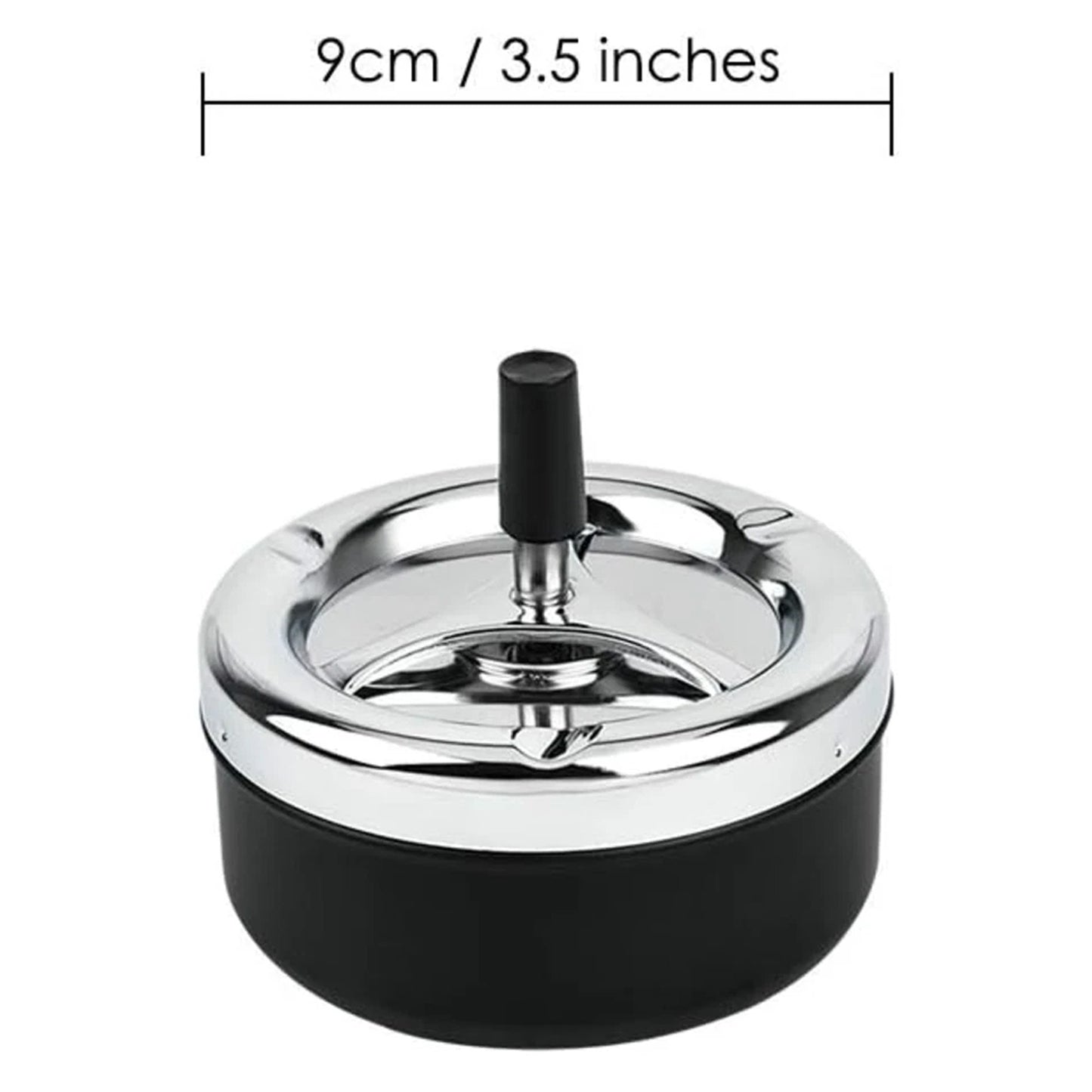 Round Push Down Ashtray with Metal Spinner