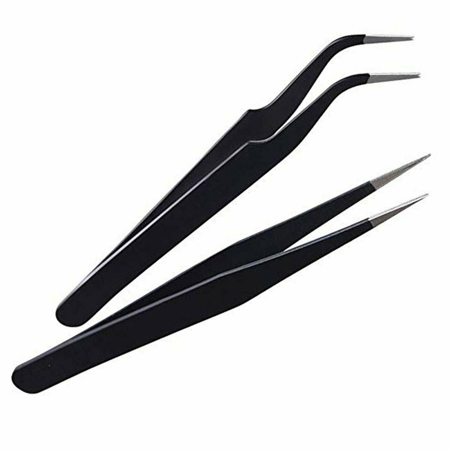 Black Eyelash Tweezers Eye Lash Clip Remover - 2pcs