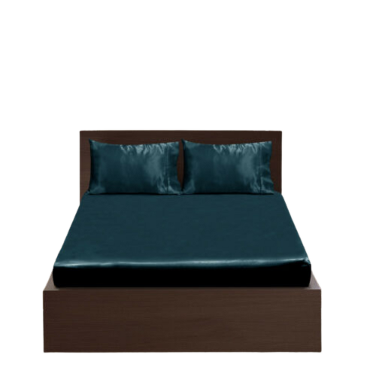 Teal Casablanca Silky Satin Fitted Sheet Set