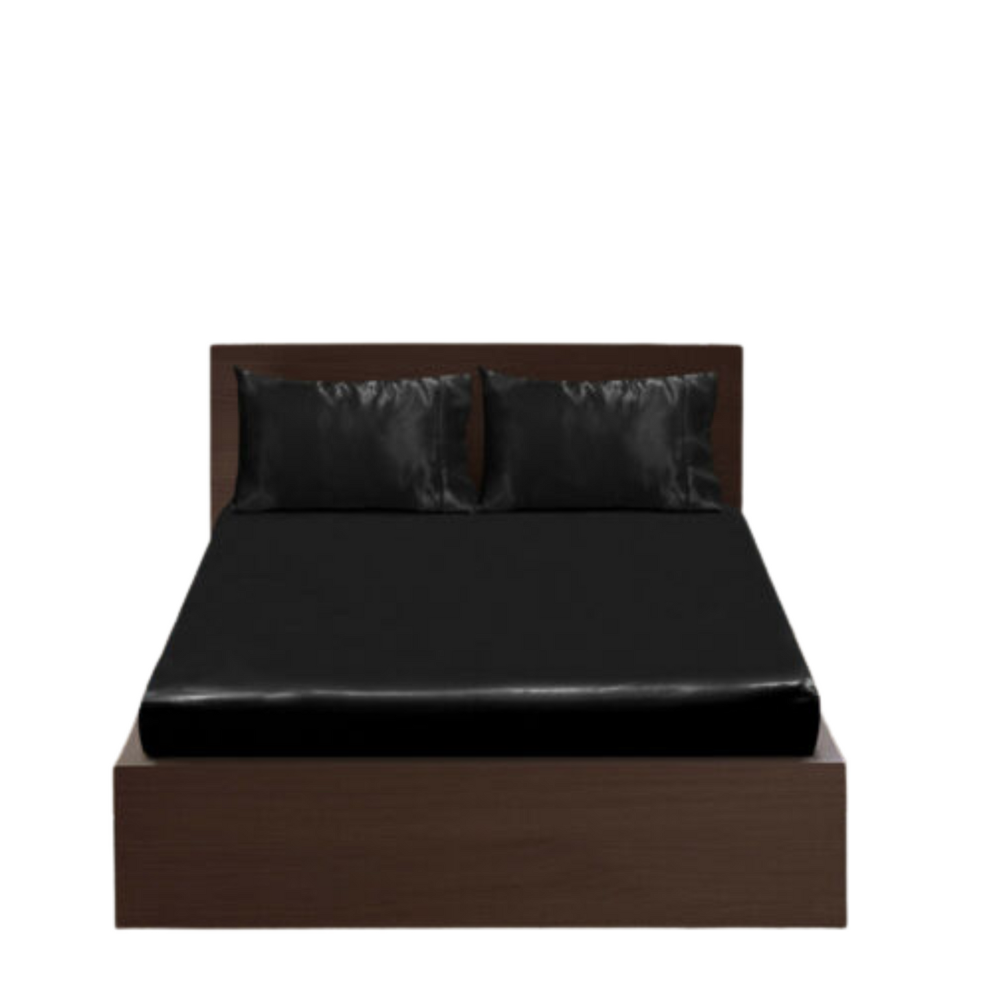 Black Casablanca Silky Satin Fitted Sheet Set
