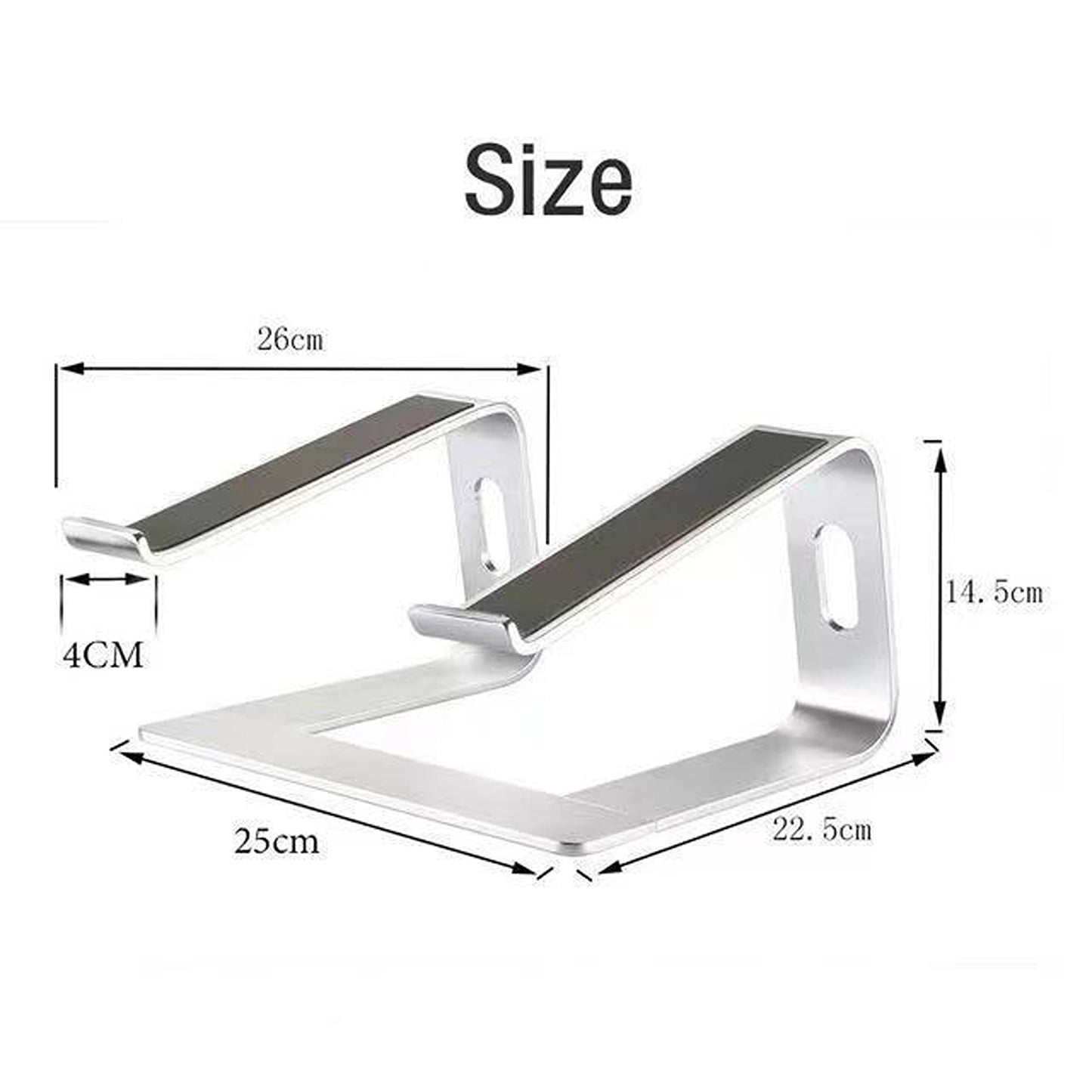 Silver Adjustable Laptop Stand Compatible With Microsoft Surface Apple MacBook