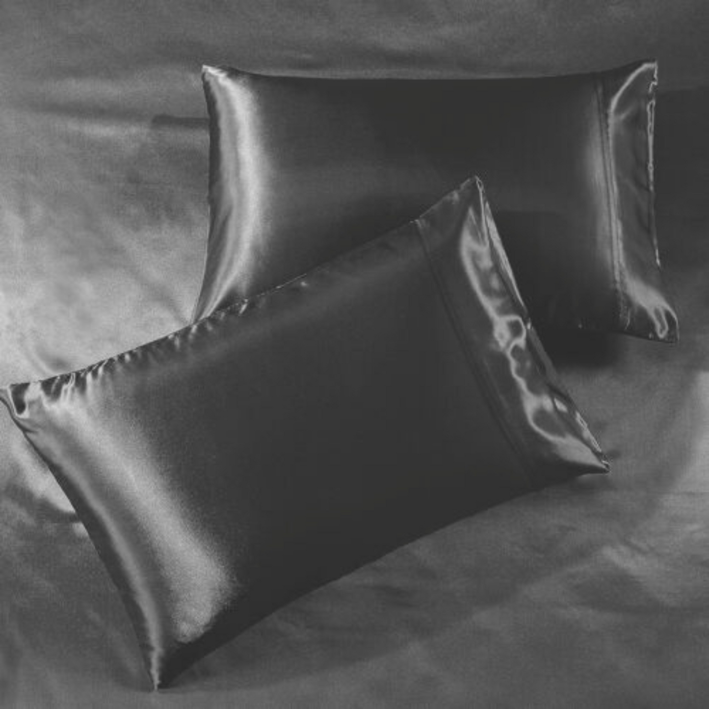 Black Casablanca Silky Satin Fitted Sheet Set