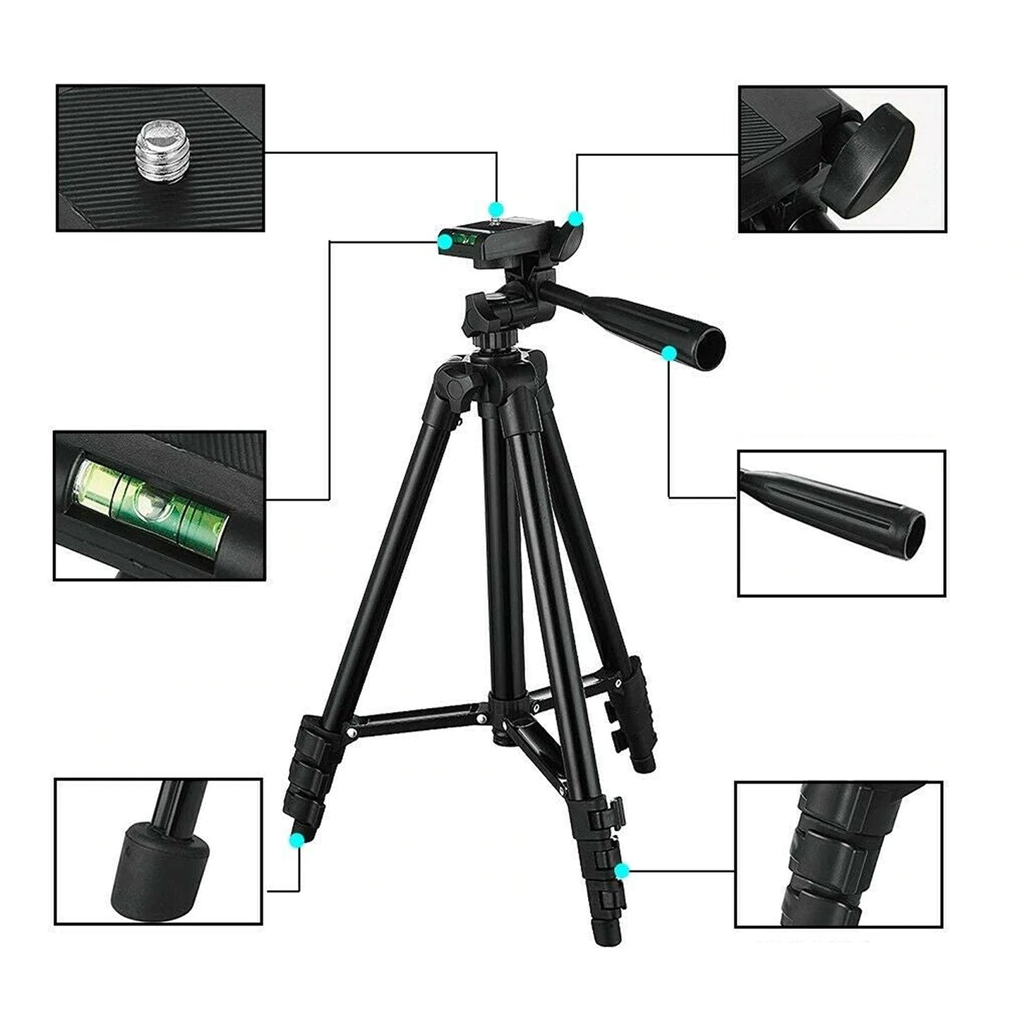 Adjustable Tripod Stand with Remote and Phone Mount for iPhone and Samsung Devices