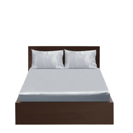 Silver Casablanca Silky Satin Fitted Sheet Set