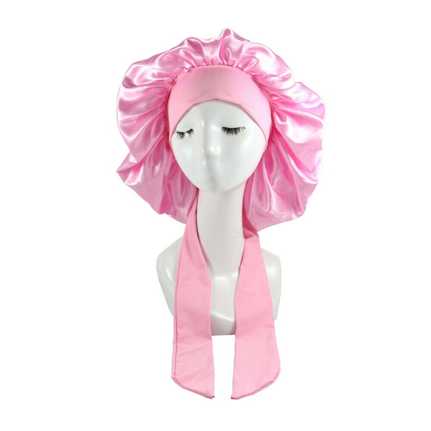 Silk Satin Sleeping Bonnet Hair Wrap Soft Headwear - Pink