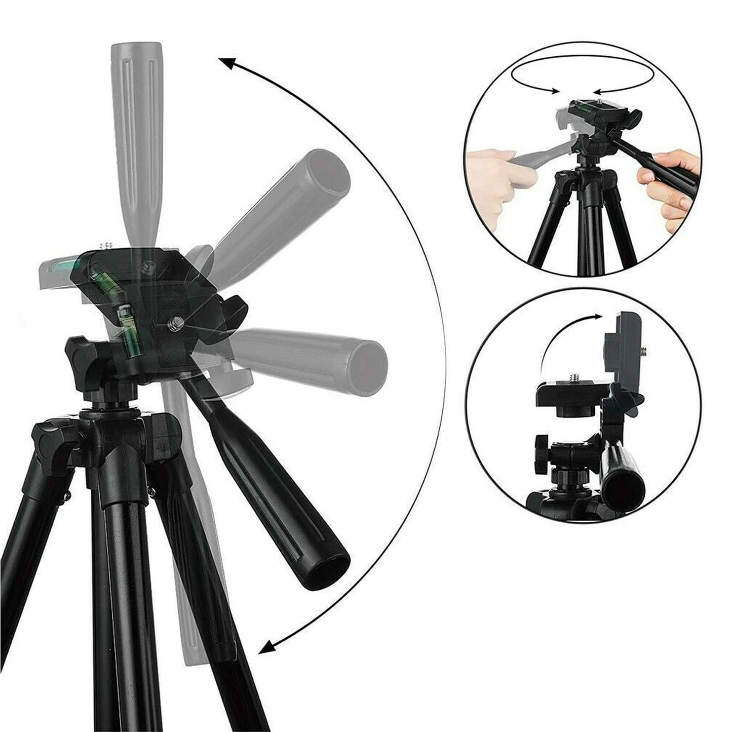 Adjustable Tripod Stand with Remote and Phone Mount for iPhone and Samsung Devices