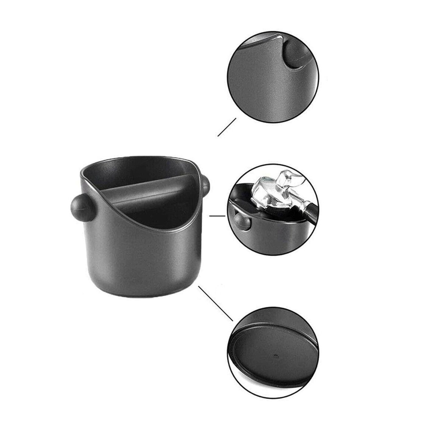Coffee Grounds Knock Box Tamper Tube Bin Black Bucket
