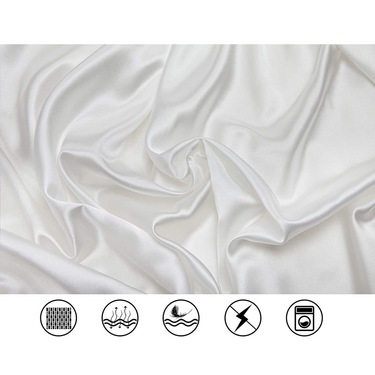 Cooling Silk Satin Flat Fitted Sheet Bed Set - Teal