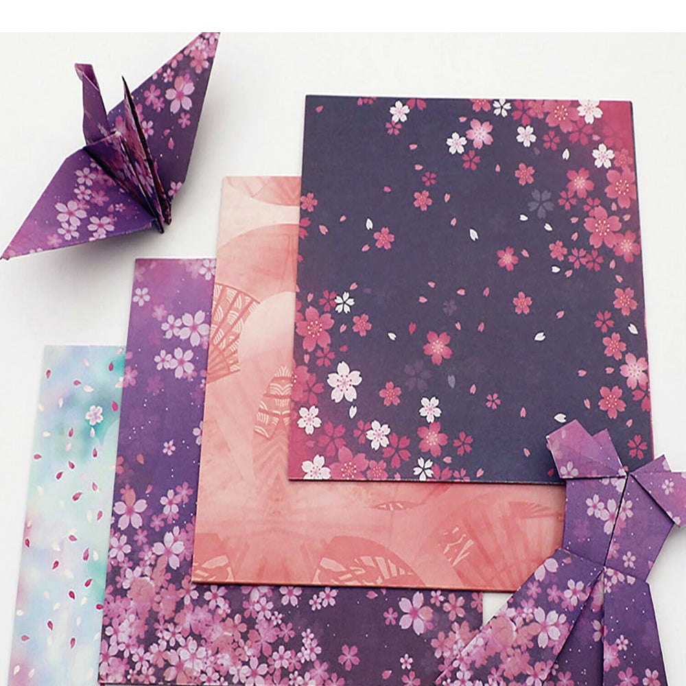 4 Style Japanese Sakura Origami Square Craft Paper