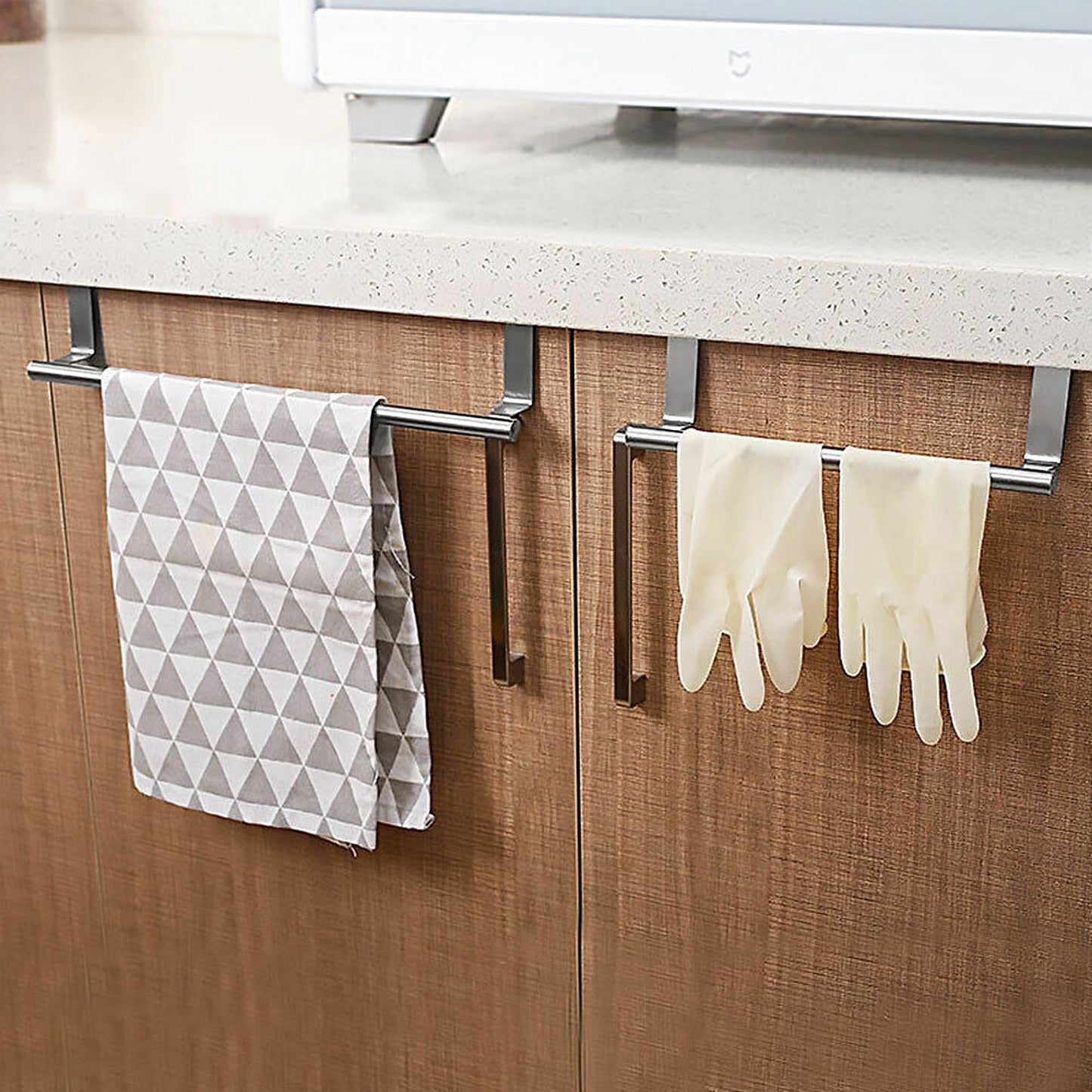 Black Towel Hold Rail Rack Cupboard Hanger Bathroom Kitchen Hook