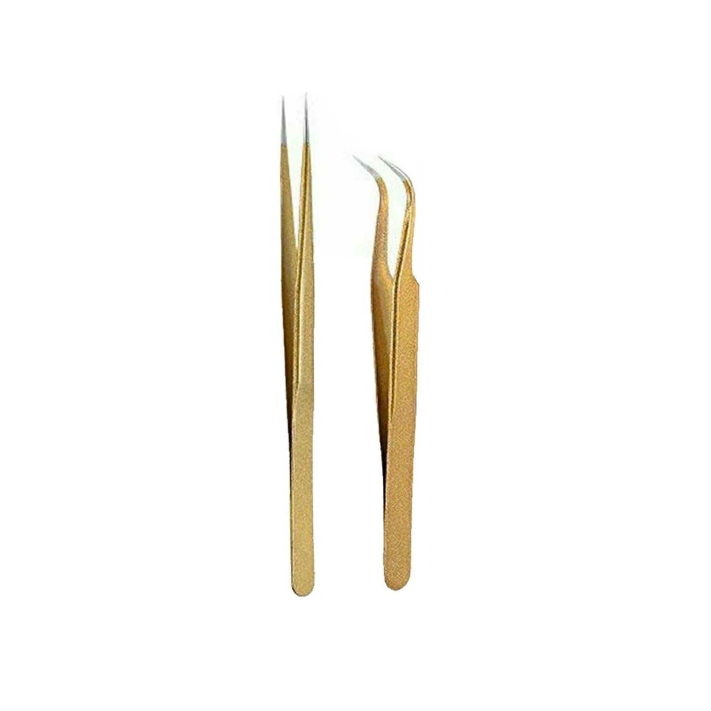 Gold Eyelash Tweezers Eye Lash Clip Remover - 2pcs