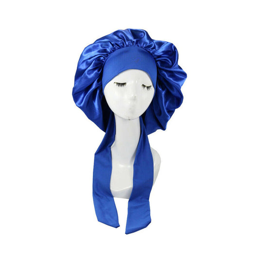 Silk Satin Sleeping Bonnet Hair Wrap Soft Headwear - Blue