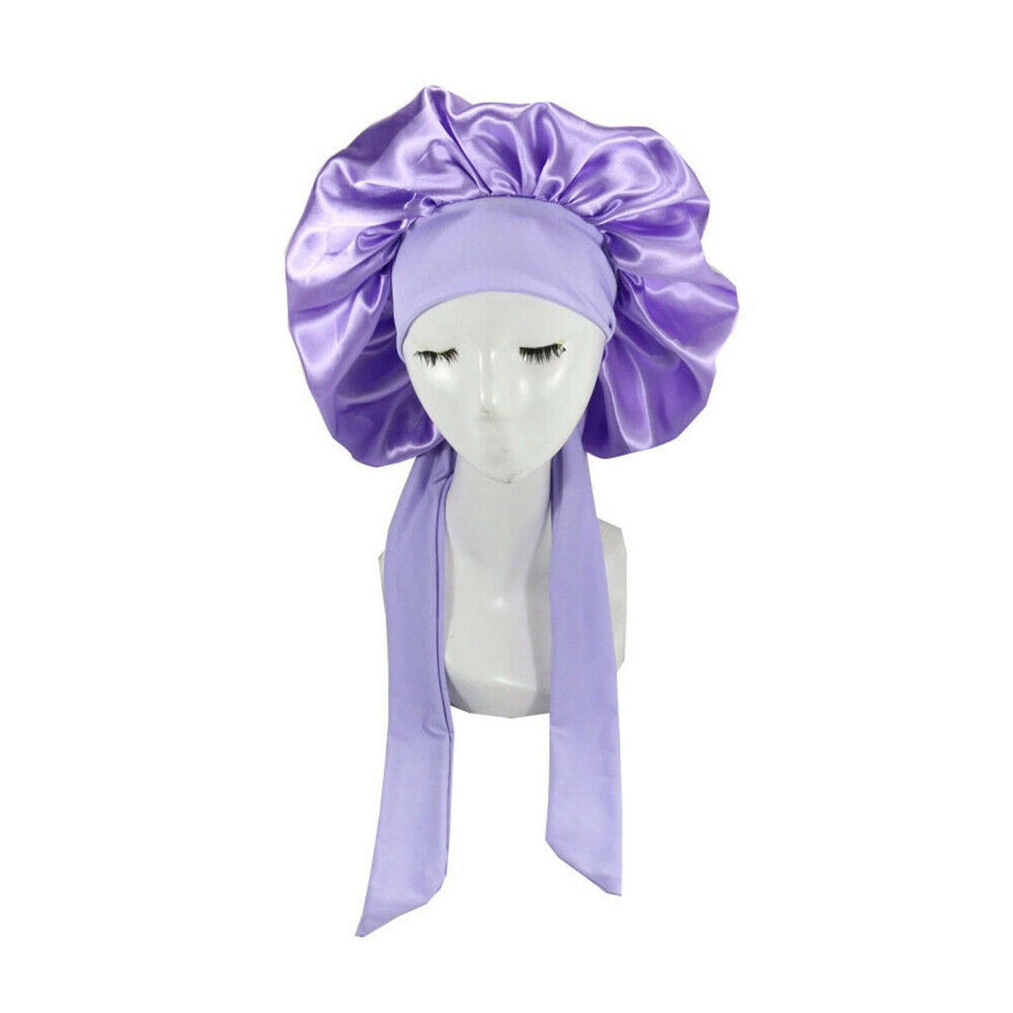 Silk Satin Sleeping Bonnet Hair Wrap Soft Headwear - Purple
